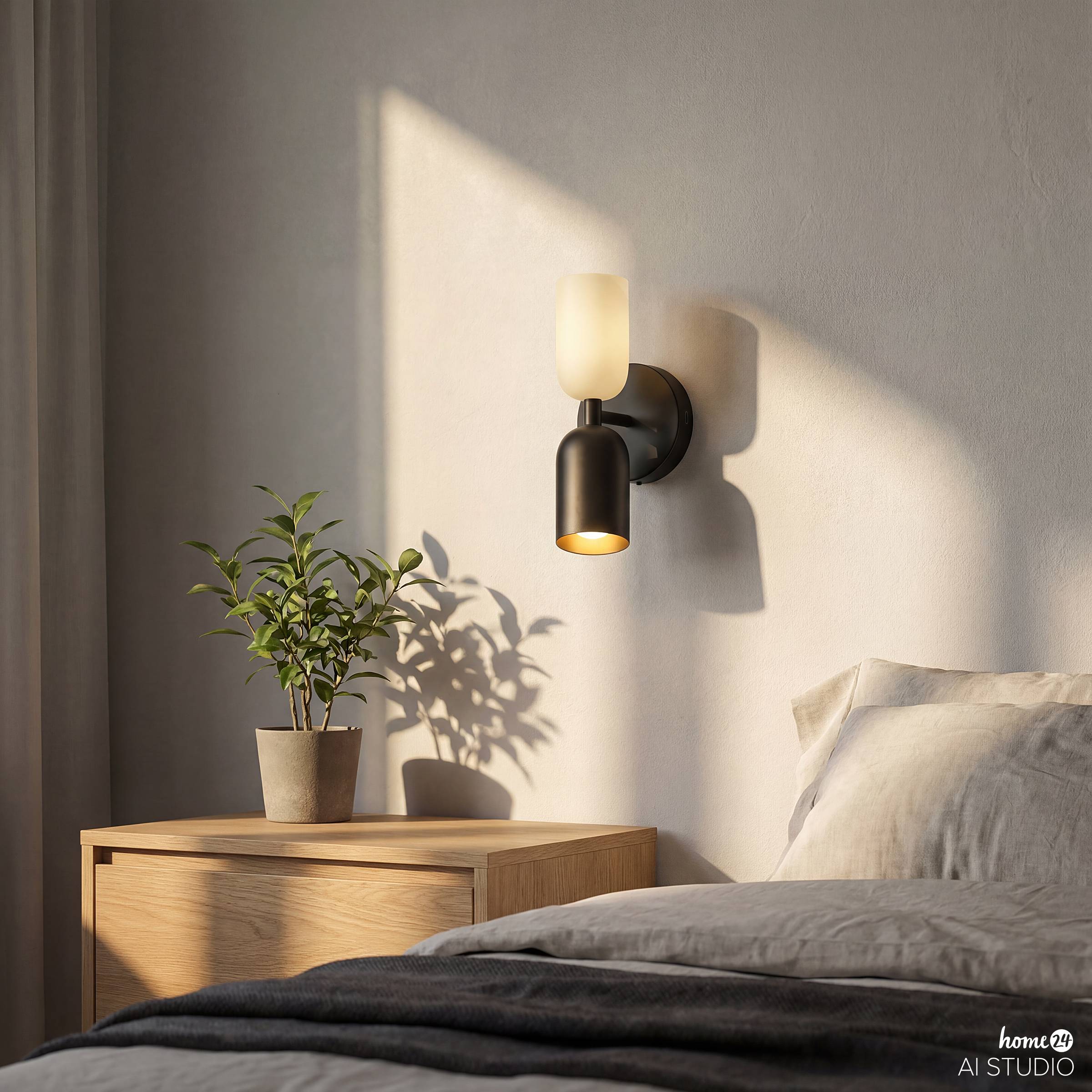Cordless Wall Lamp NIMI Remote Control Black Cream