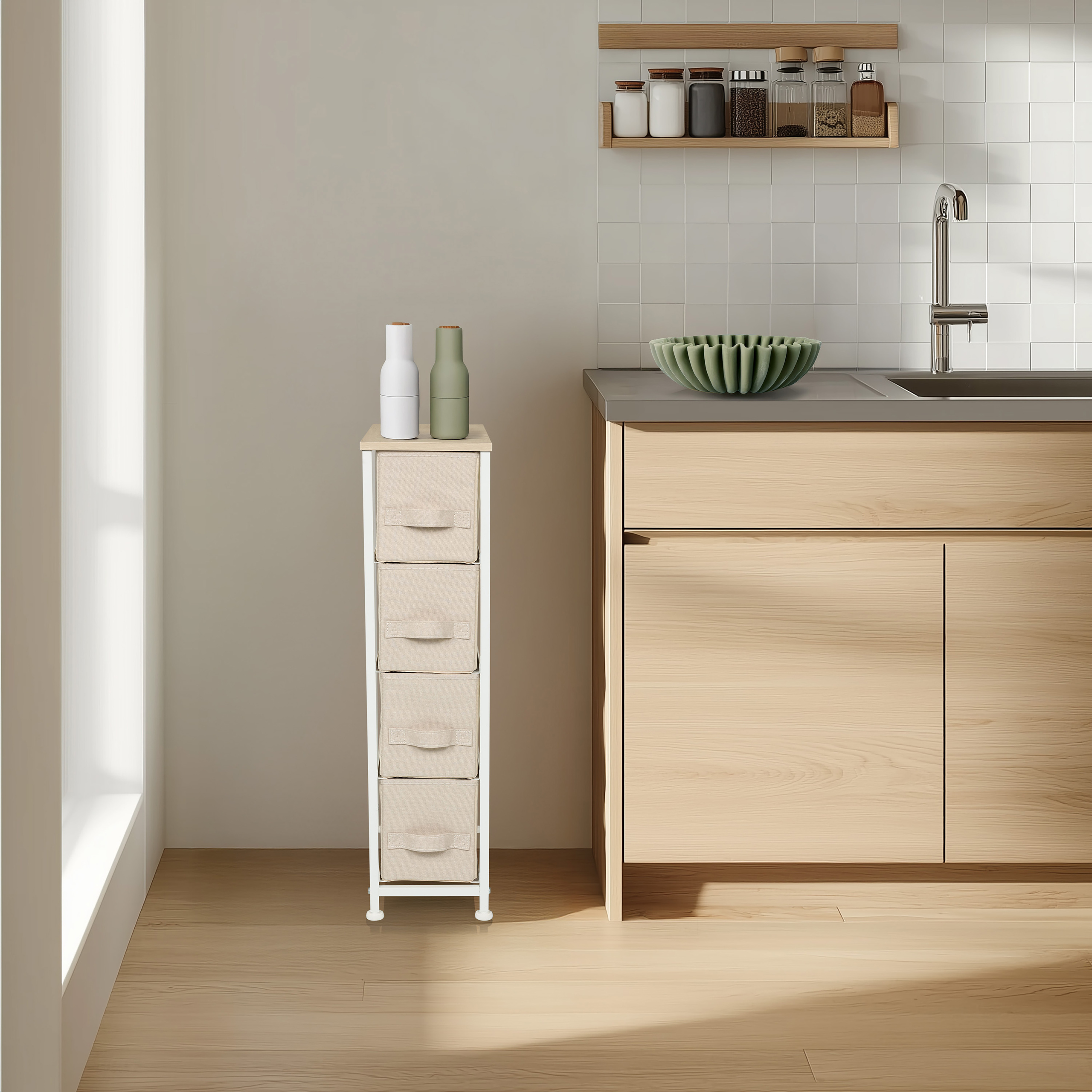 FOLDRESS S Shelf with 4 compartments Beige