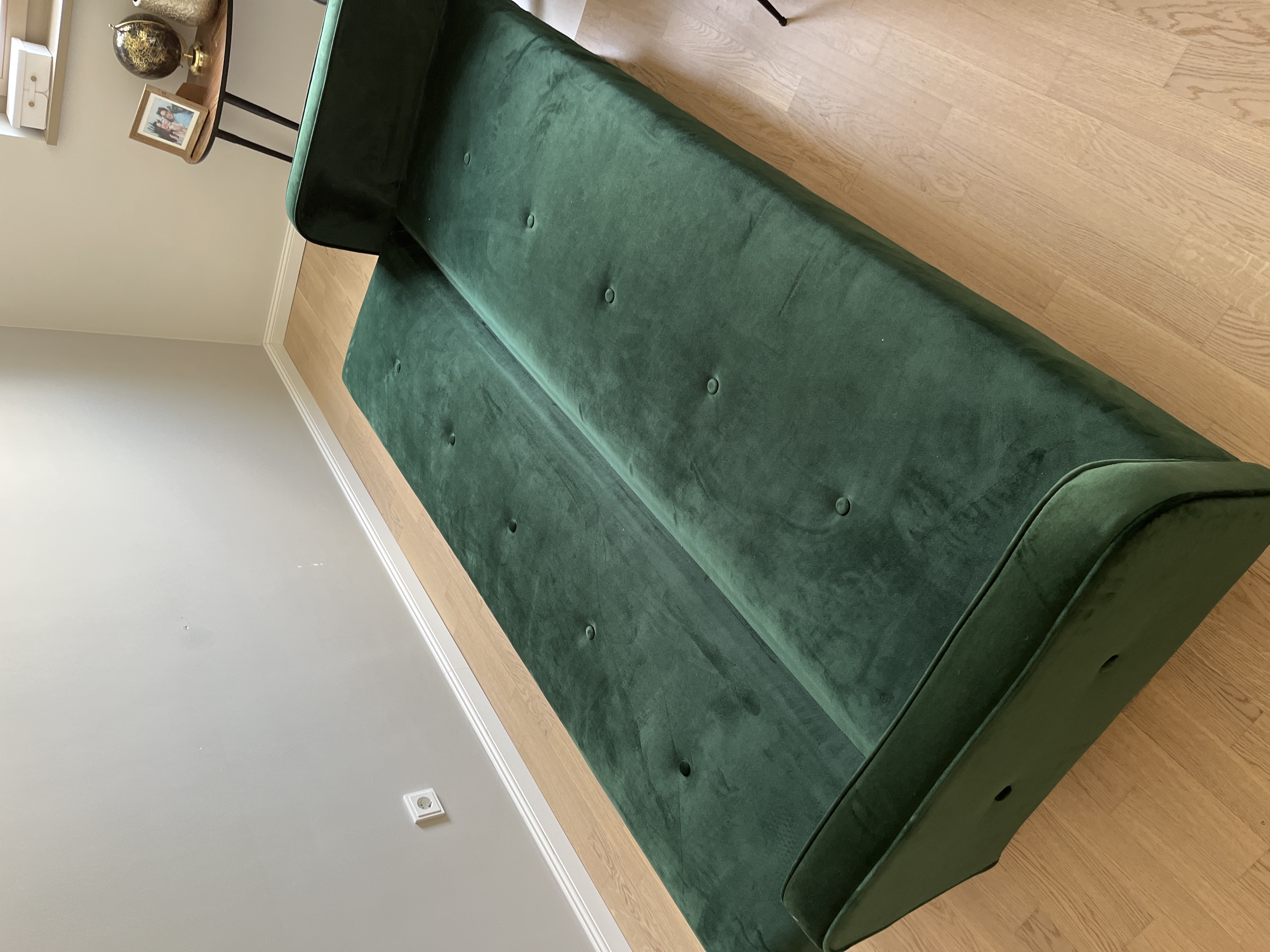 Schlafsofa 3-Sitzer Samt Metall Grün