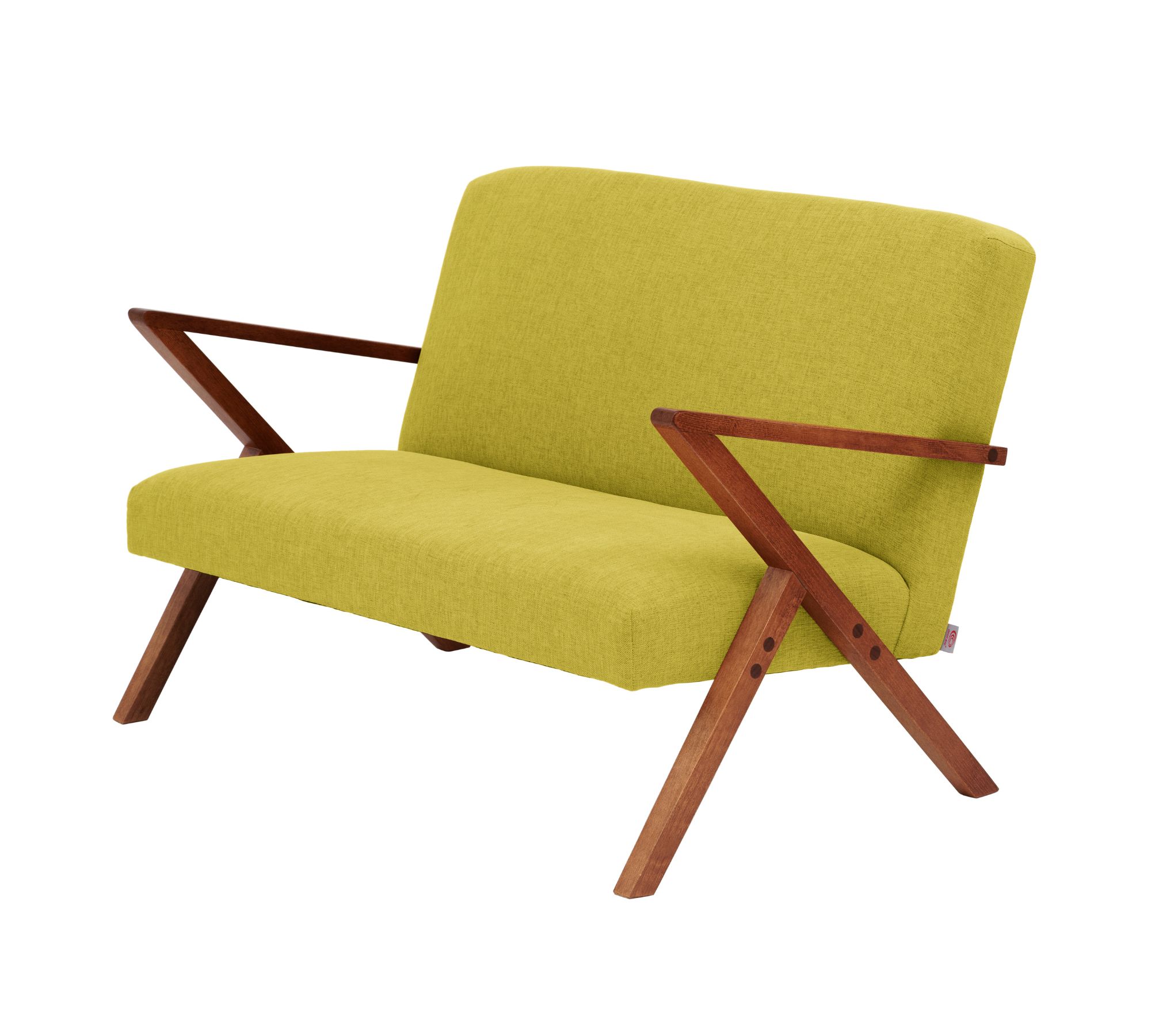 Retrostar 2er Sofa New Life Nussbaum Beizung Pistaziengrün