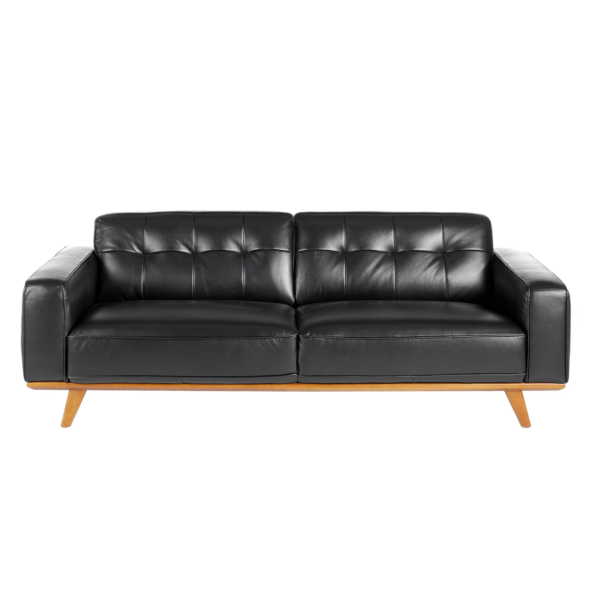 Chester Sofa 3-Sitzer Leder Schwarz