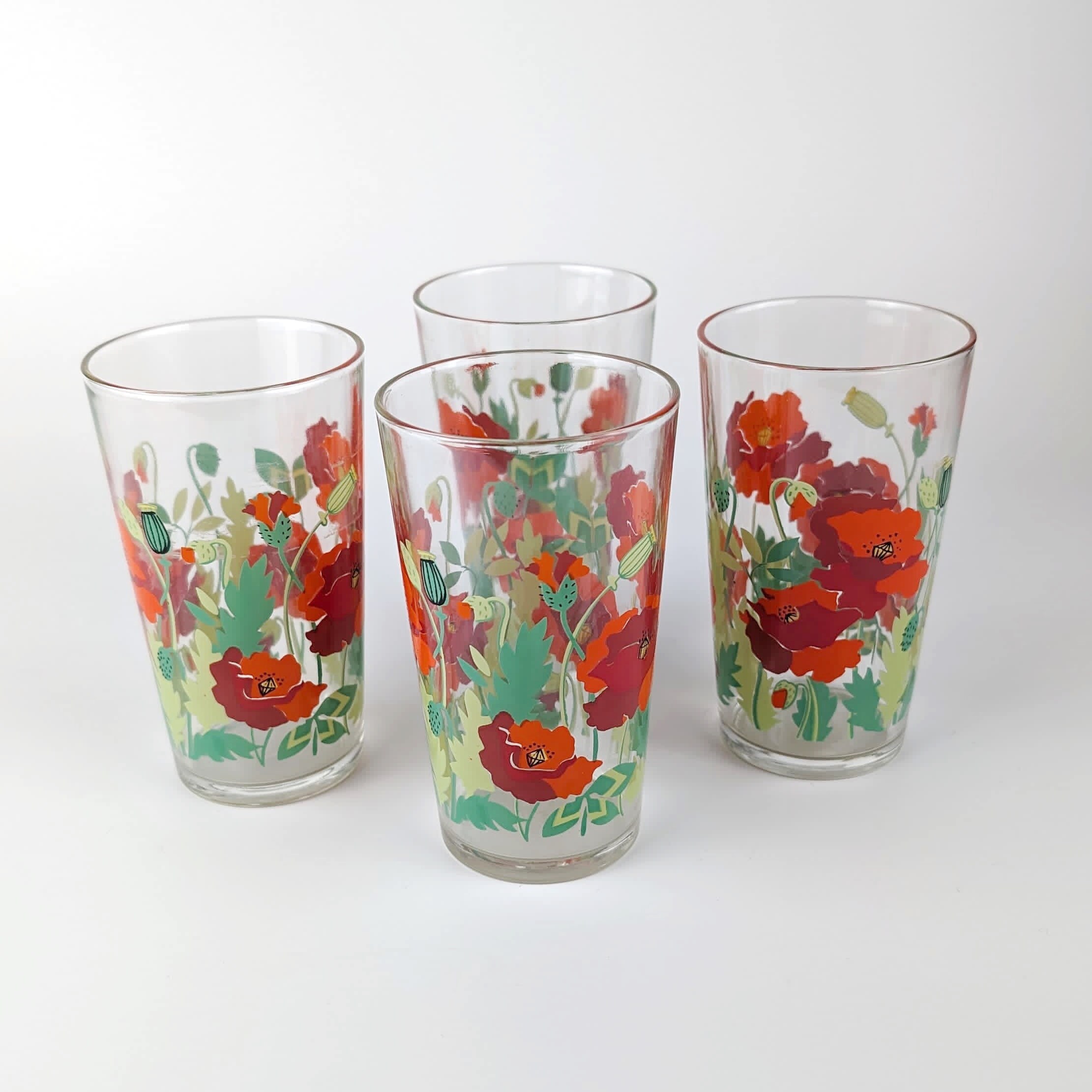 4x Vintage Wasserglas 1980er Jahre