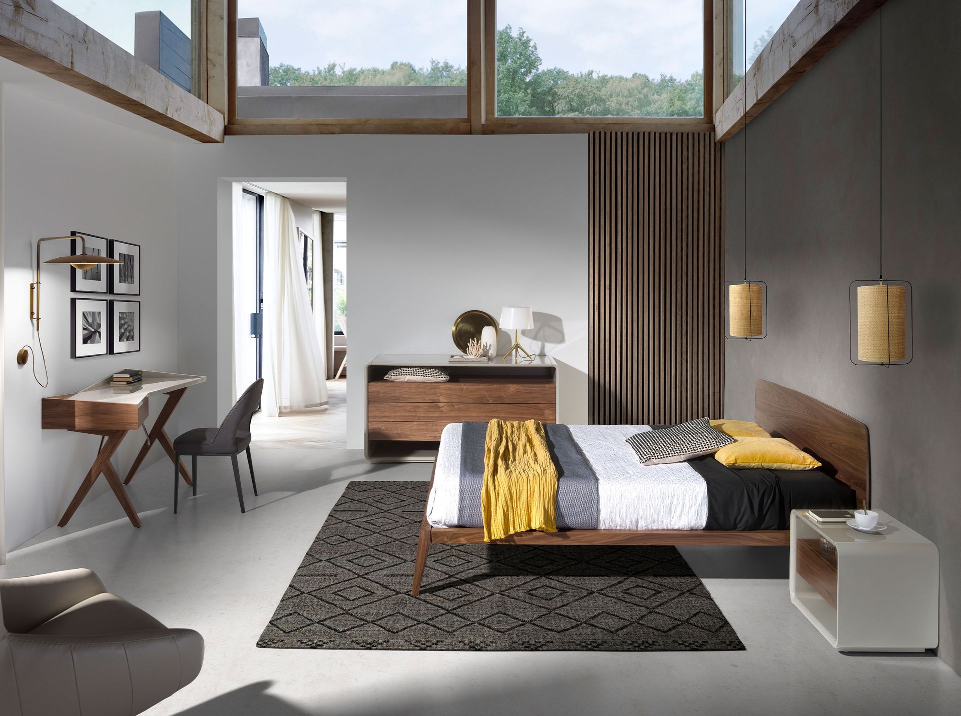 Nightstand Wood veneer Grey