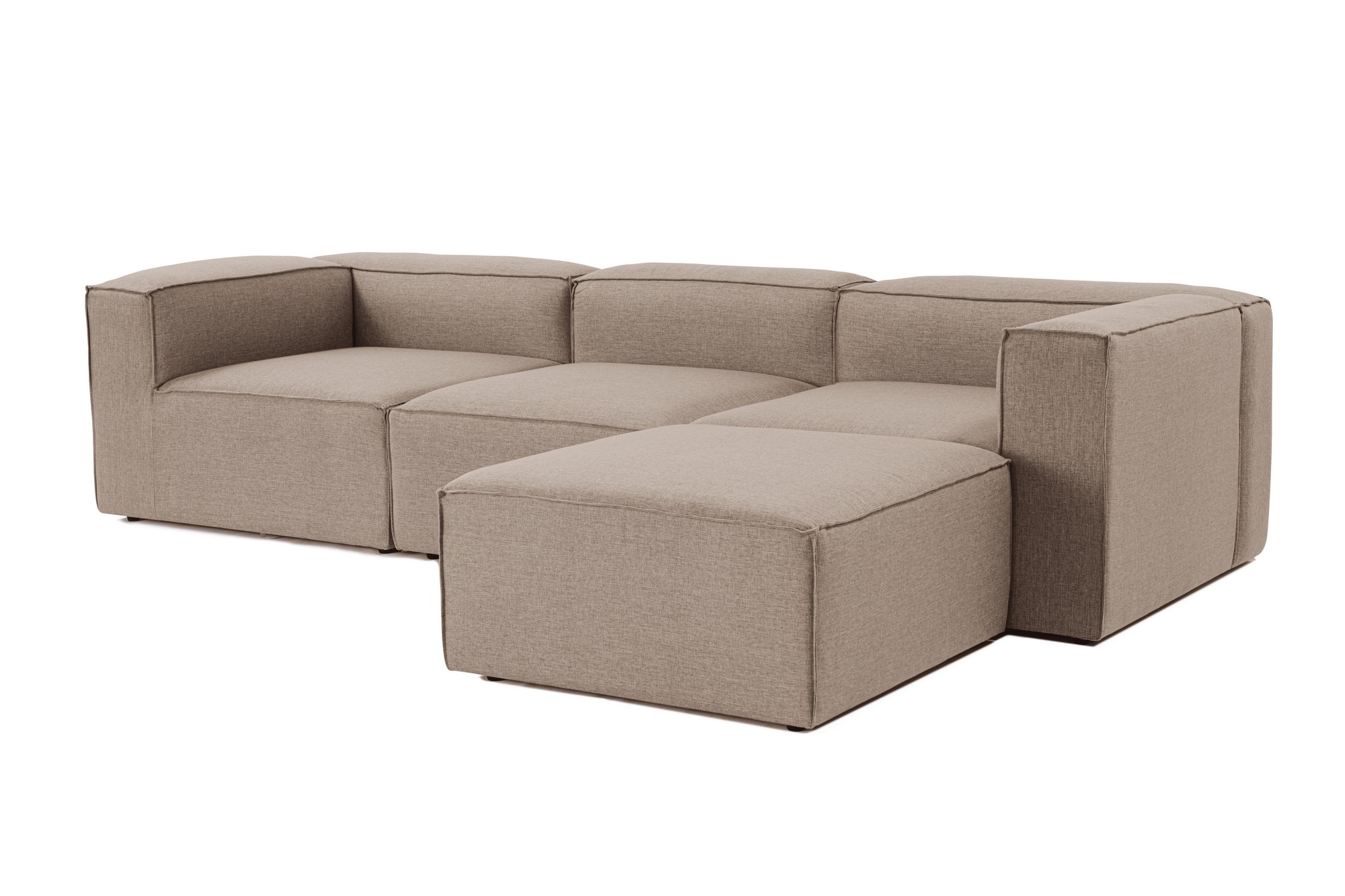 Modernes Sofa Récamiere Rechts Leinen Braun