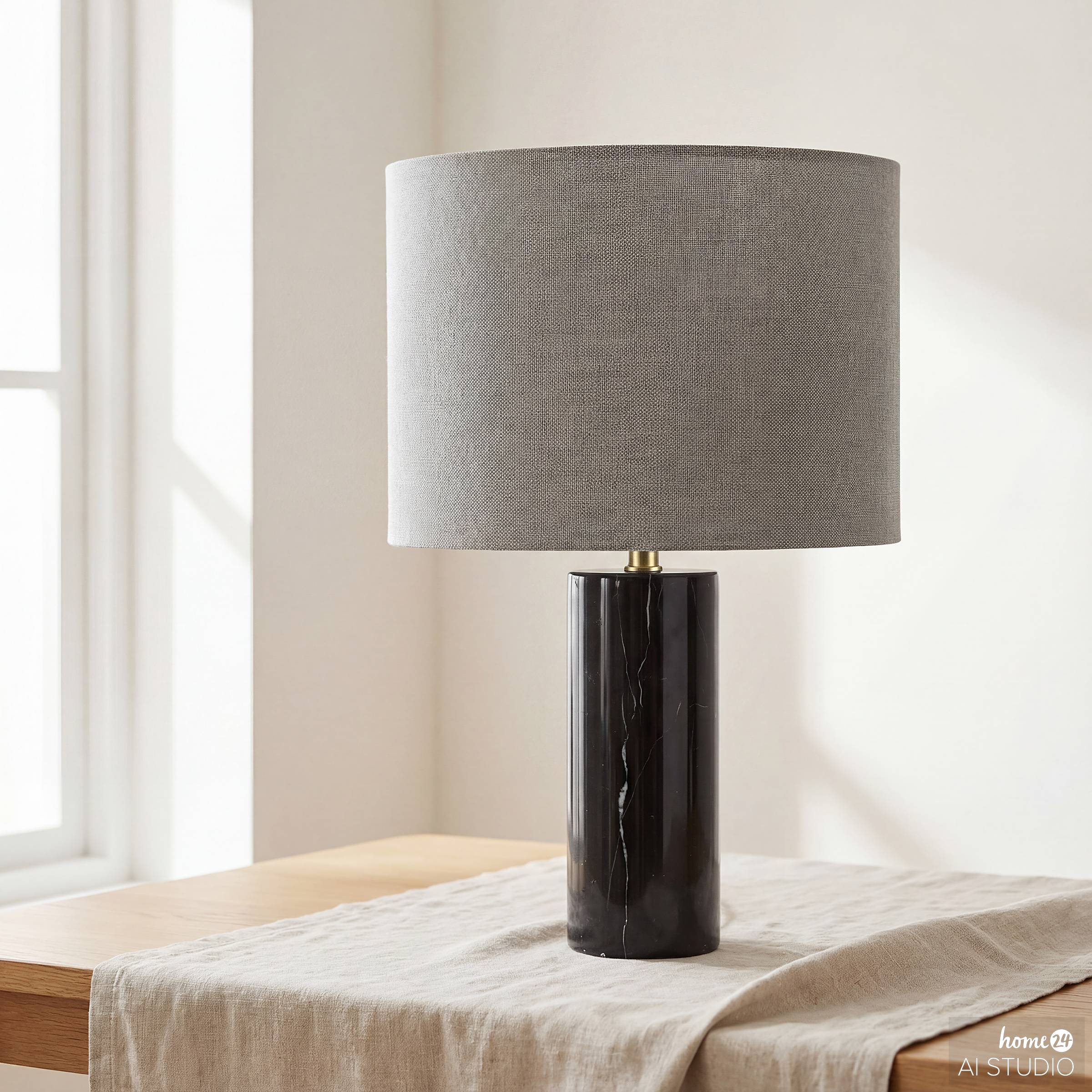 Table lamp Juxo 1-light linen marble black