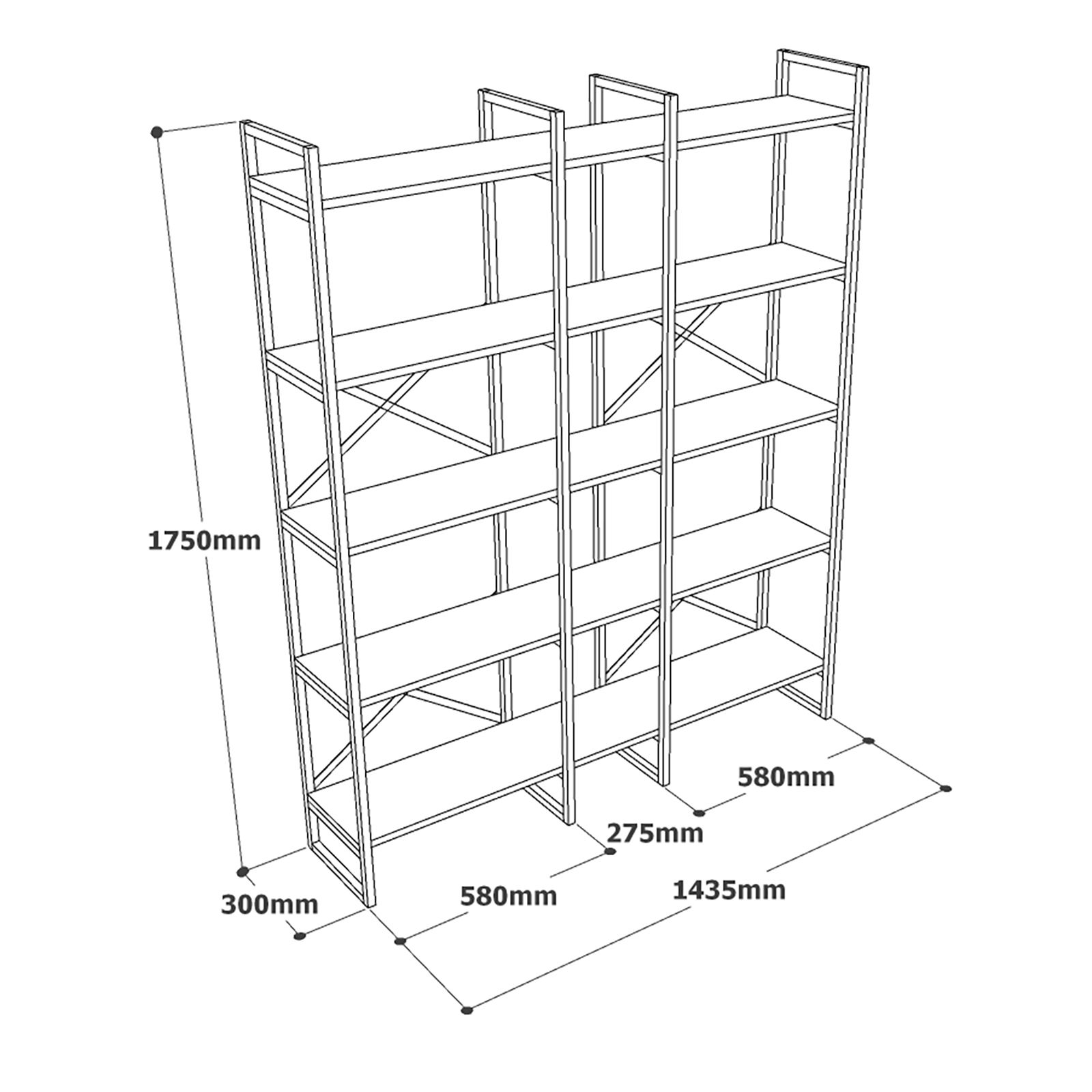 Cross Bücherregal Braun Schwarz 143.5cm