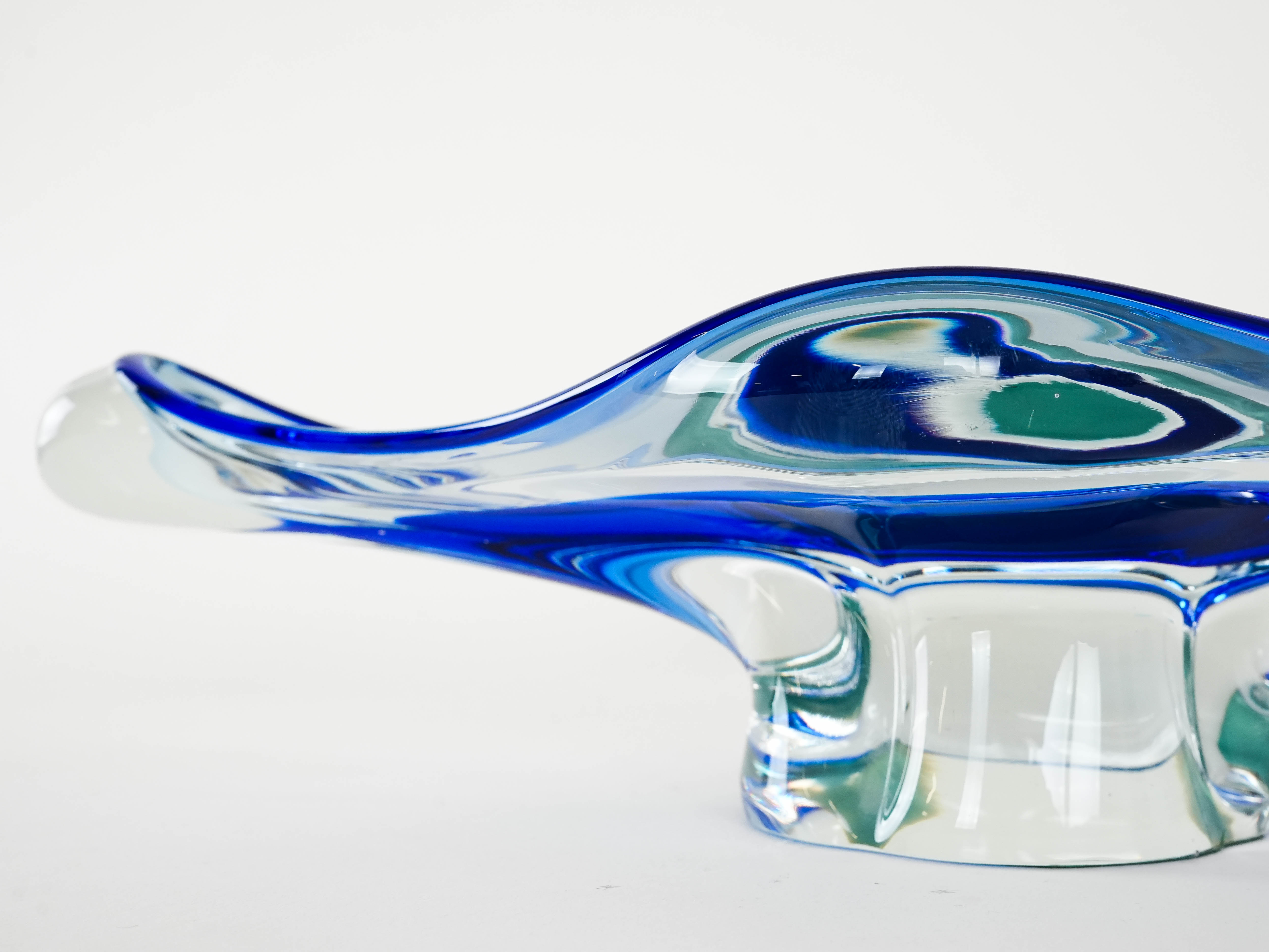 Böhmische Platte Blau Transparent 1970er Jahre