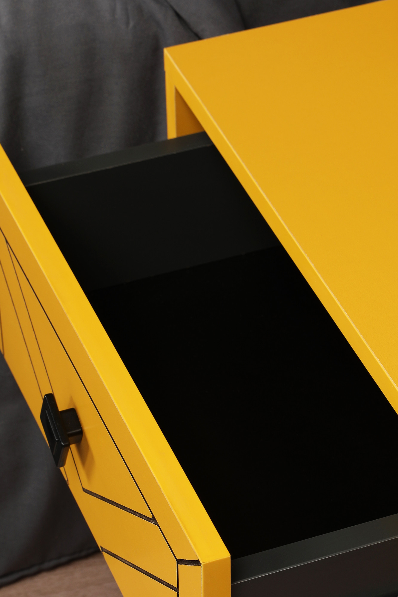 Luna bedside table wood veneer yellow