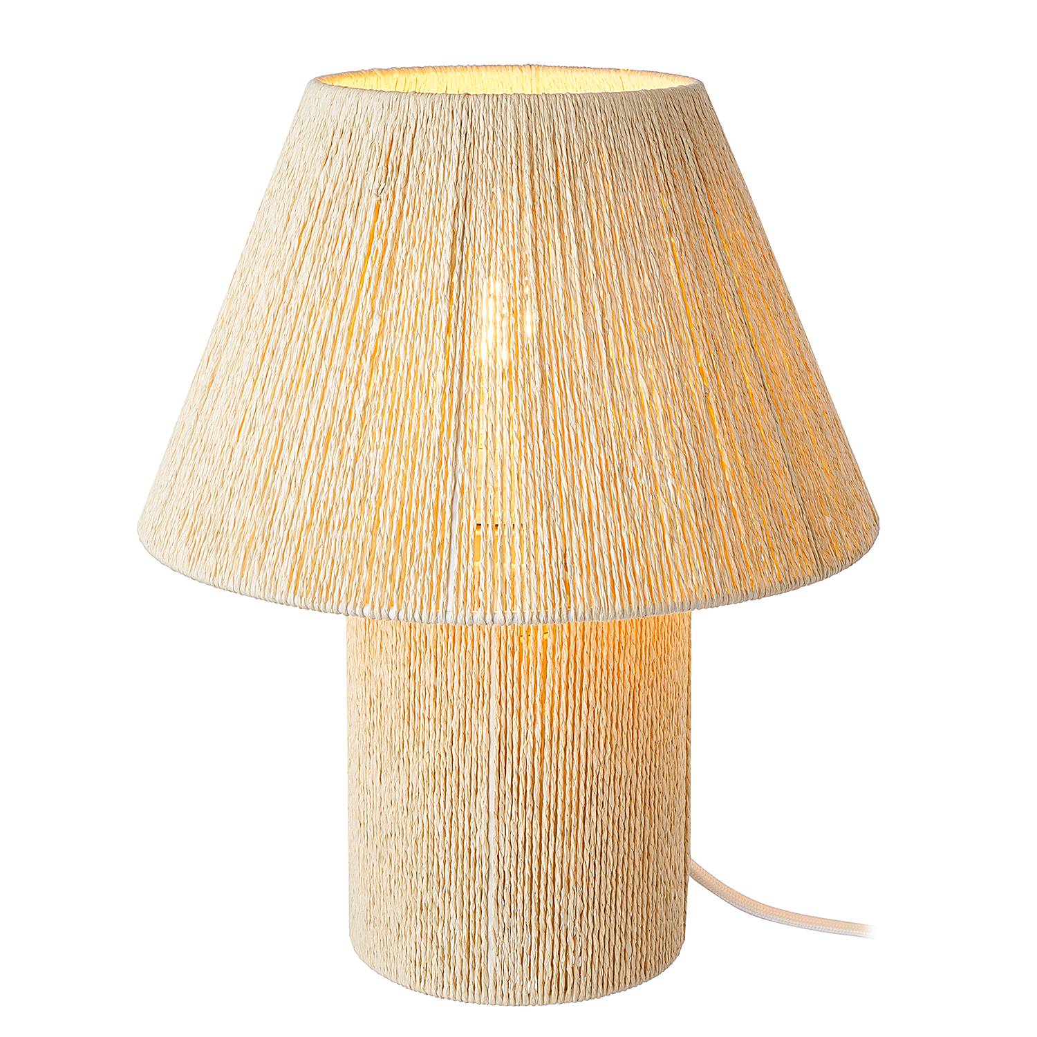 Tischleuchte WEAVER Papiergeflecht Metall Beige