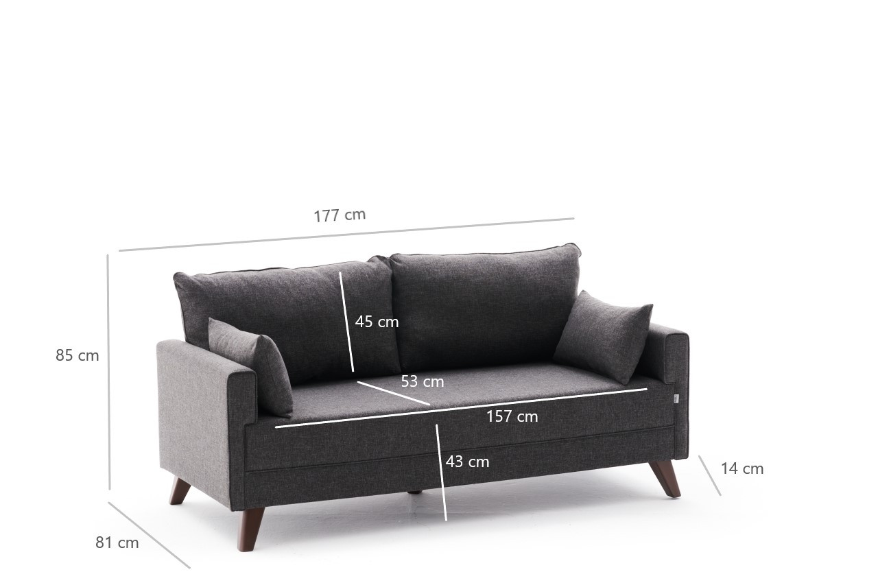 Bella Sofa 2-Sitzer Anthrazit