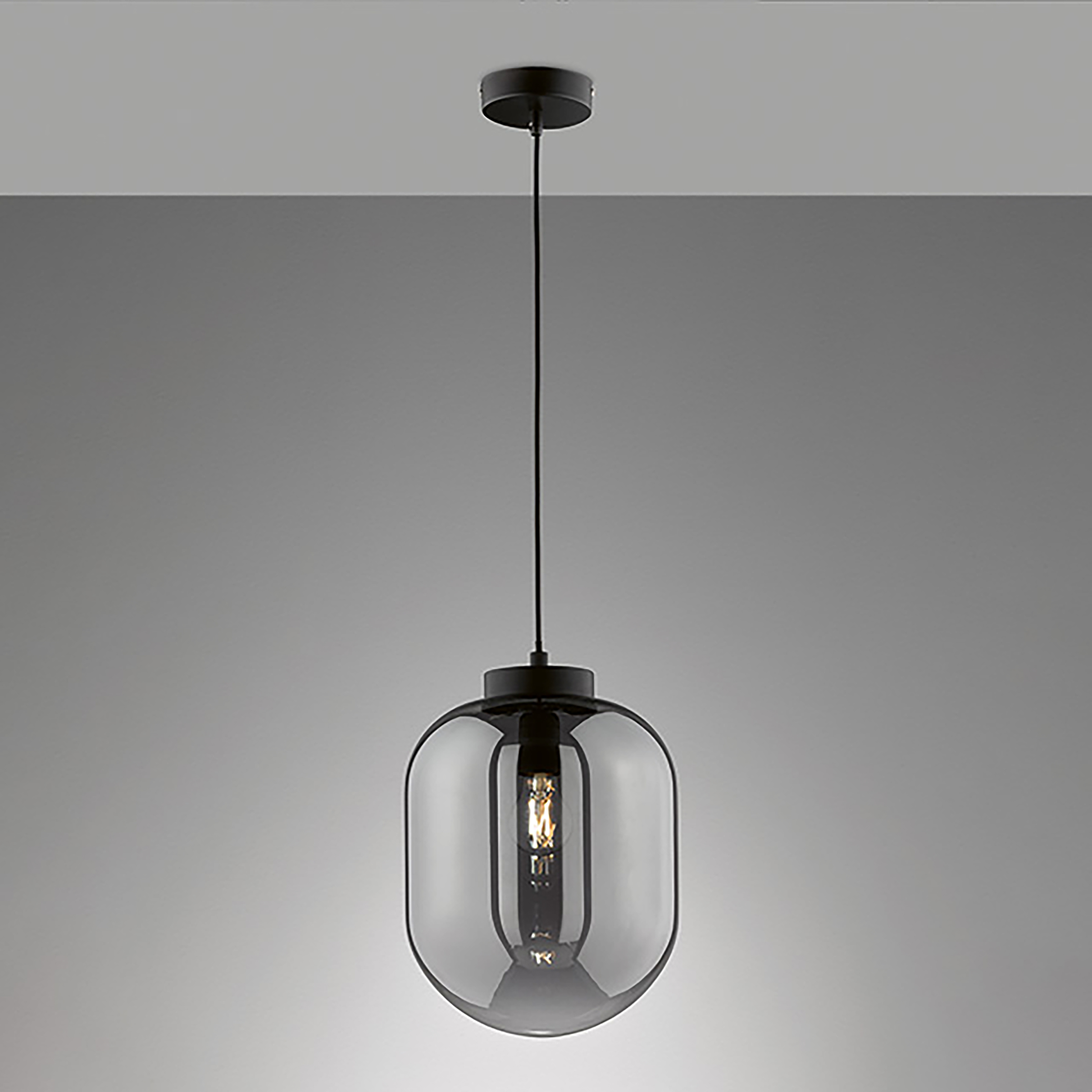 Regi Pendant Lamp Iron Smoke Glass 1-light