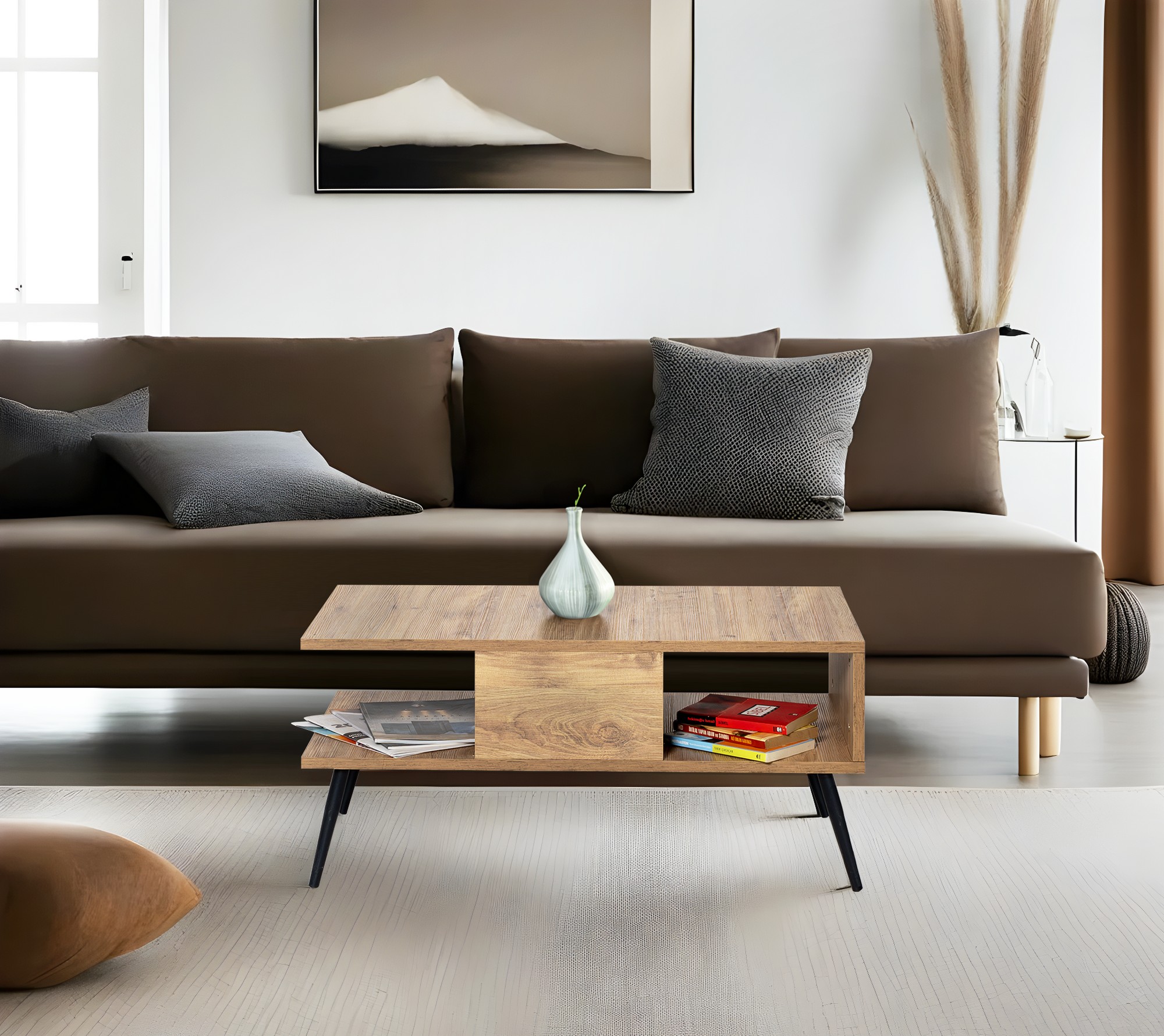 Bukle Couchtisch Holzfurnier Schwarz