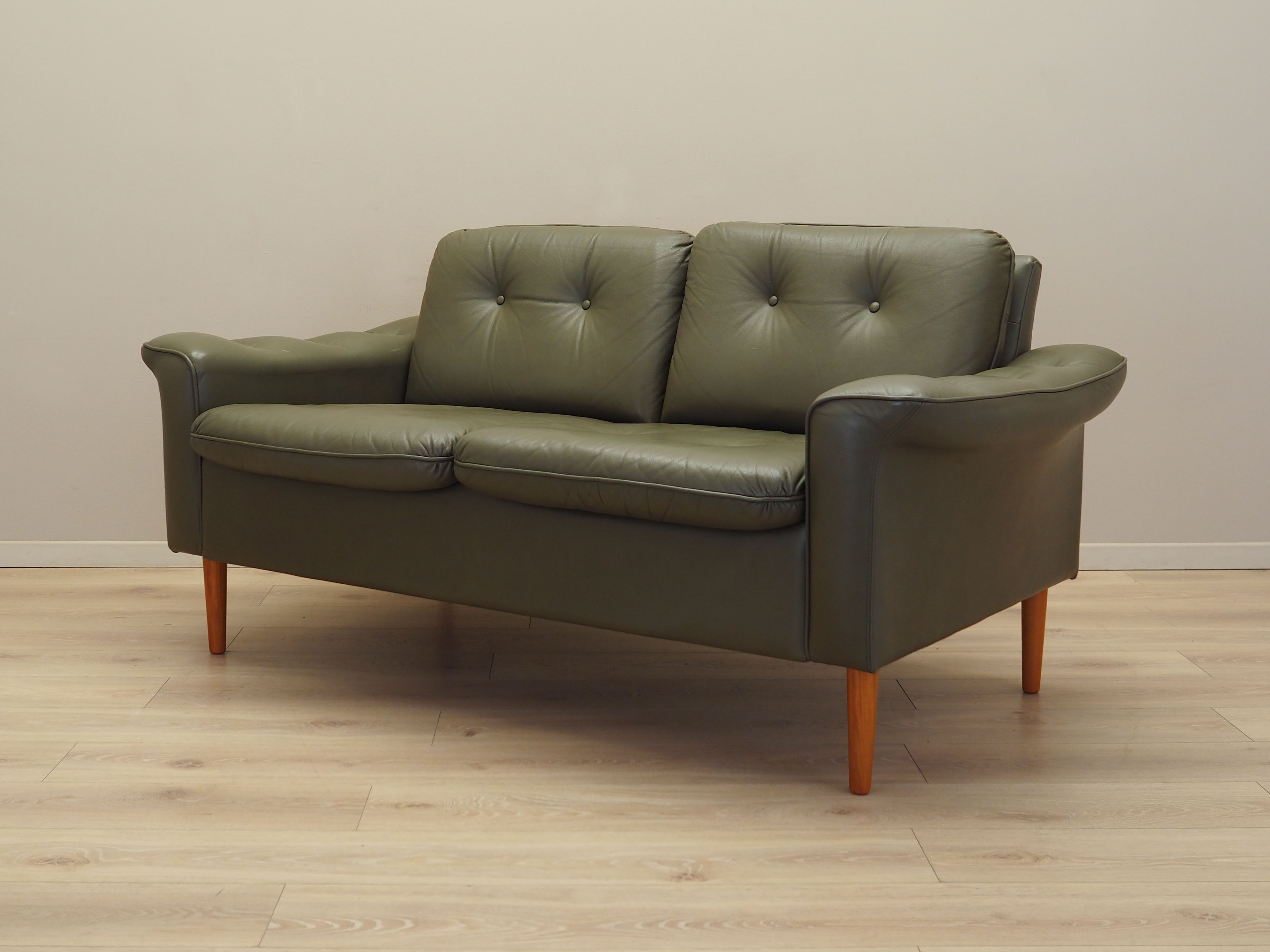 Sofa Leder Grün 1970er Jahre