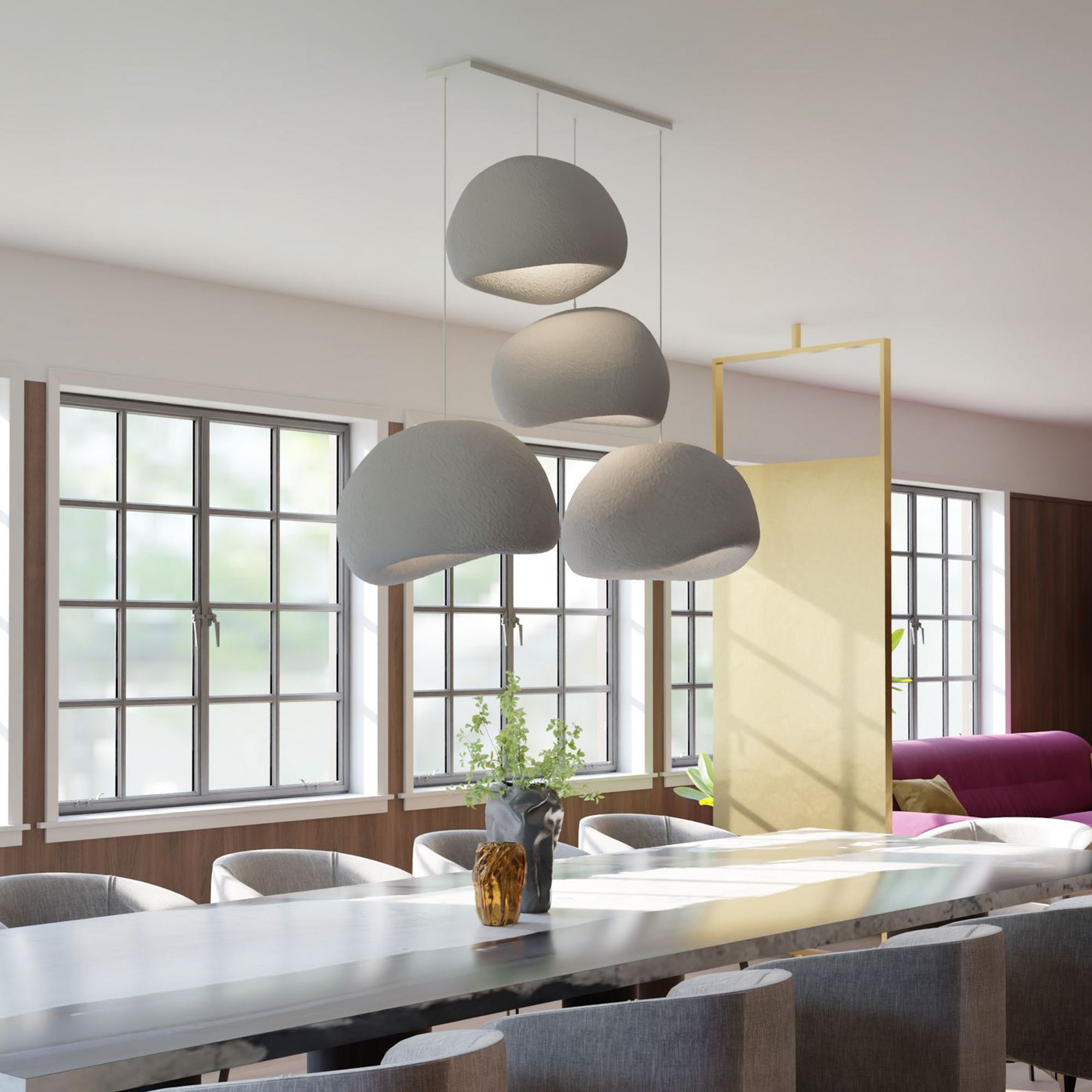 4-Flammig Wabi Sabi Yugen Pendelleuchte Beton Grau