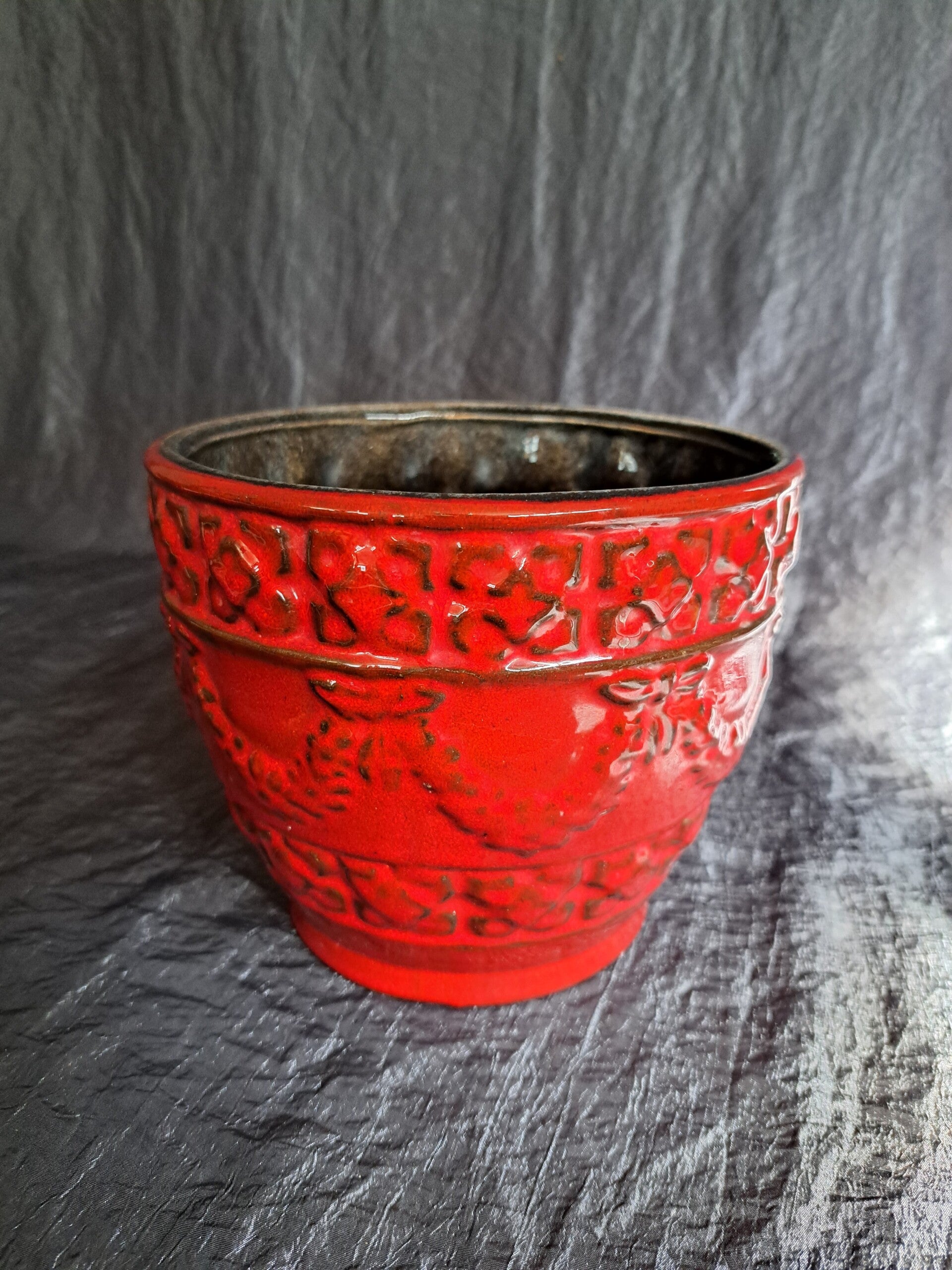 Vintage Keramik Blumentopf Rot