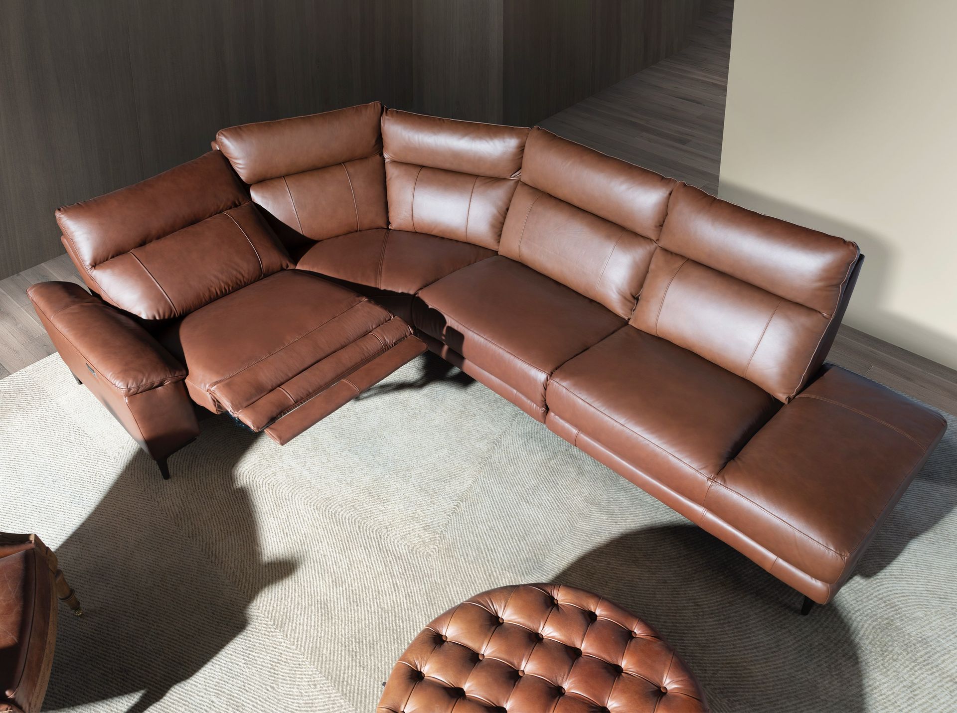Sofa Récamiere Rechts Leder Tabakbraun