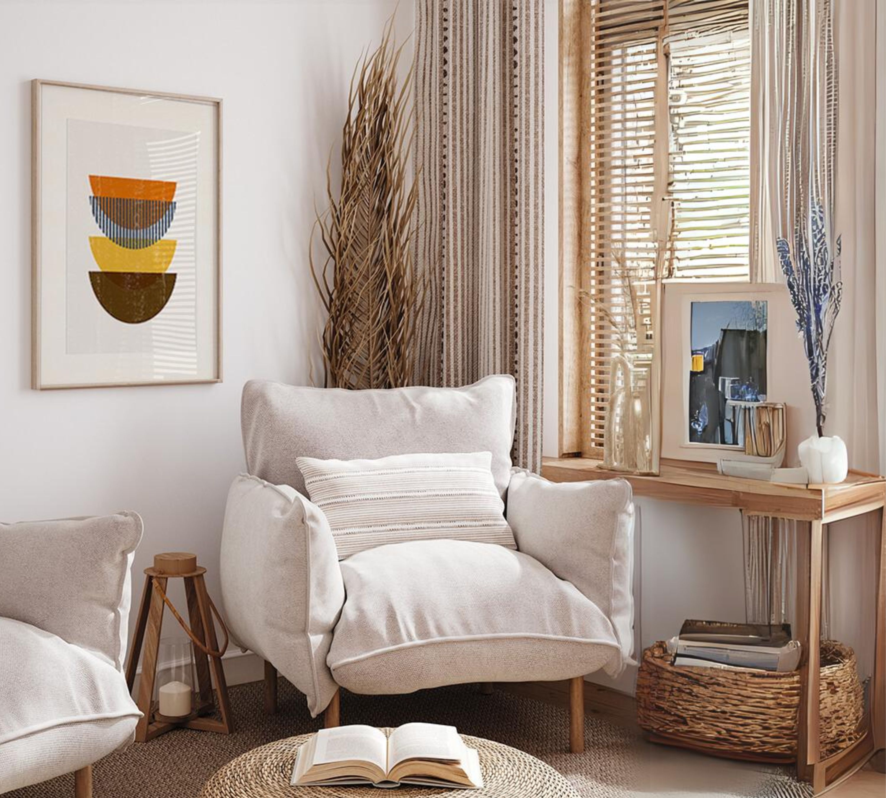 Abstract Sun Moon Stampa d'arte con cornice multicolore