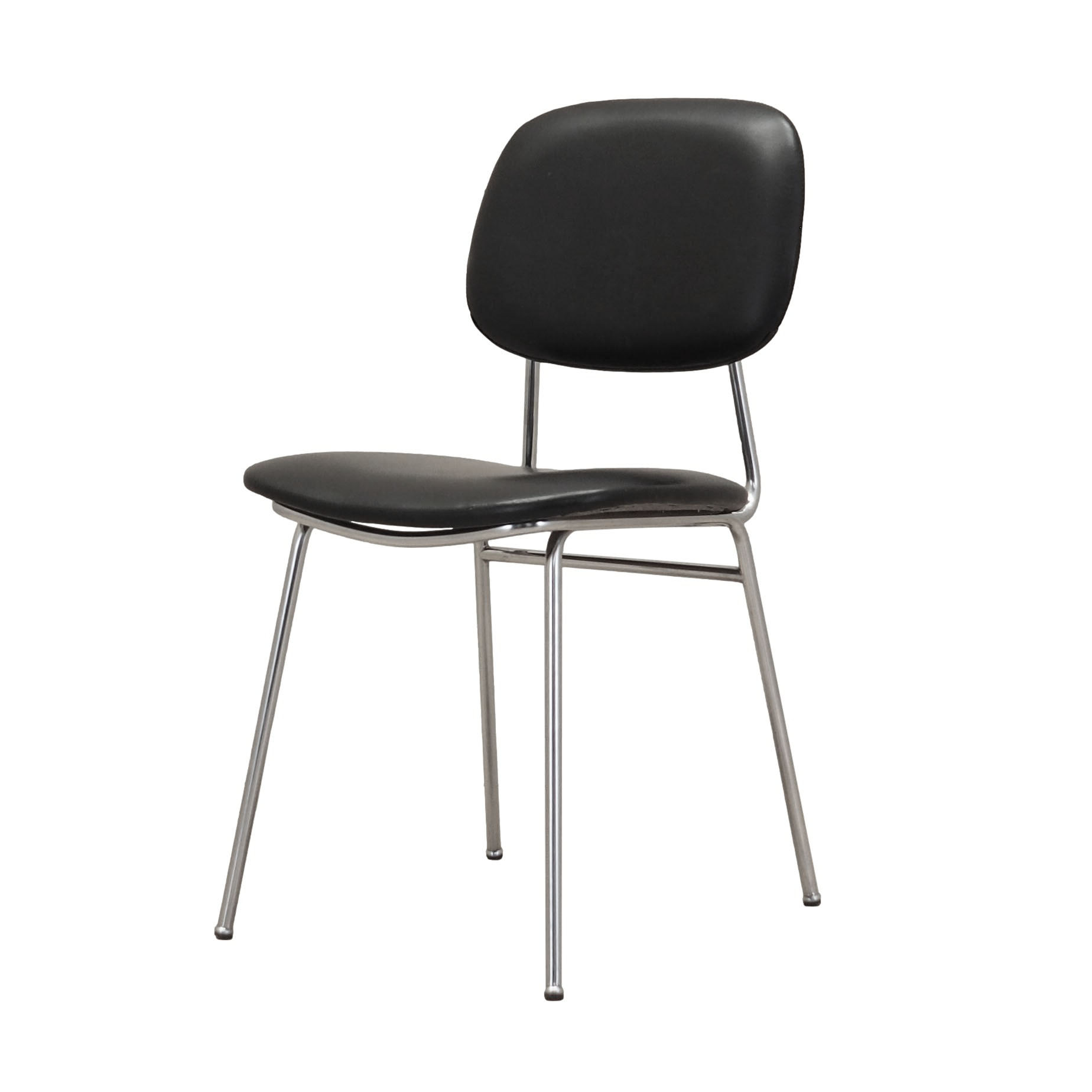 Dining chair faux leather metal 1970s