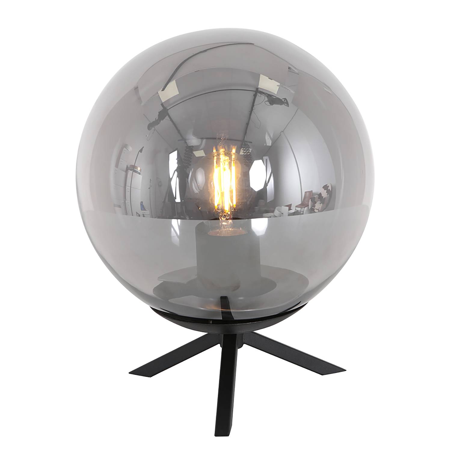 Bollique Variante A Tischleuchte Eisen Rauchglas 1-flammig