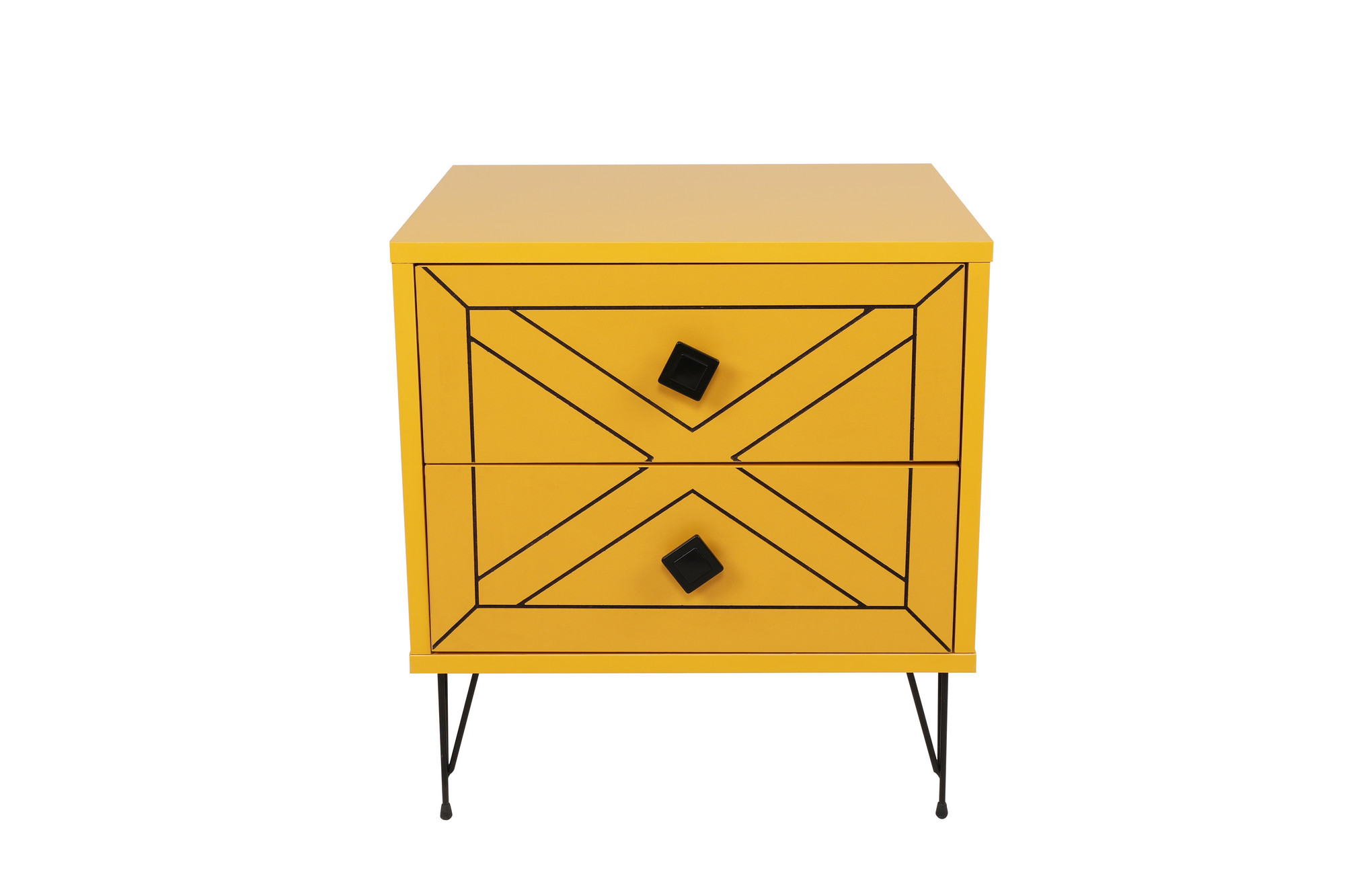 Luna bedside table wood veneer yellow