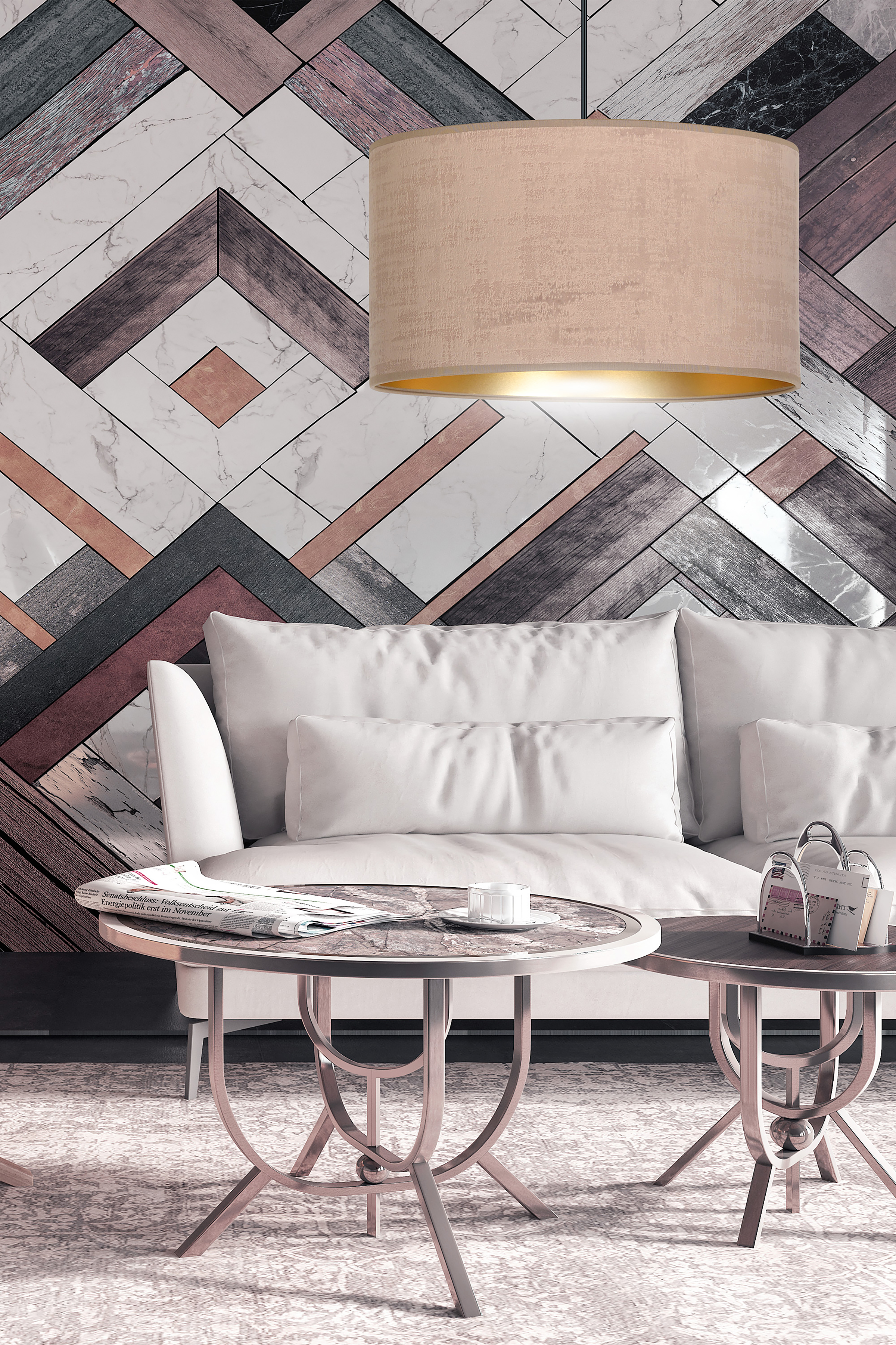 Hilde Type A Pendant Light 1-bulb Cotton Fabric Dusty Pink