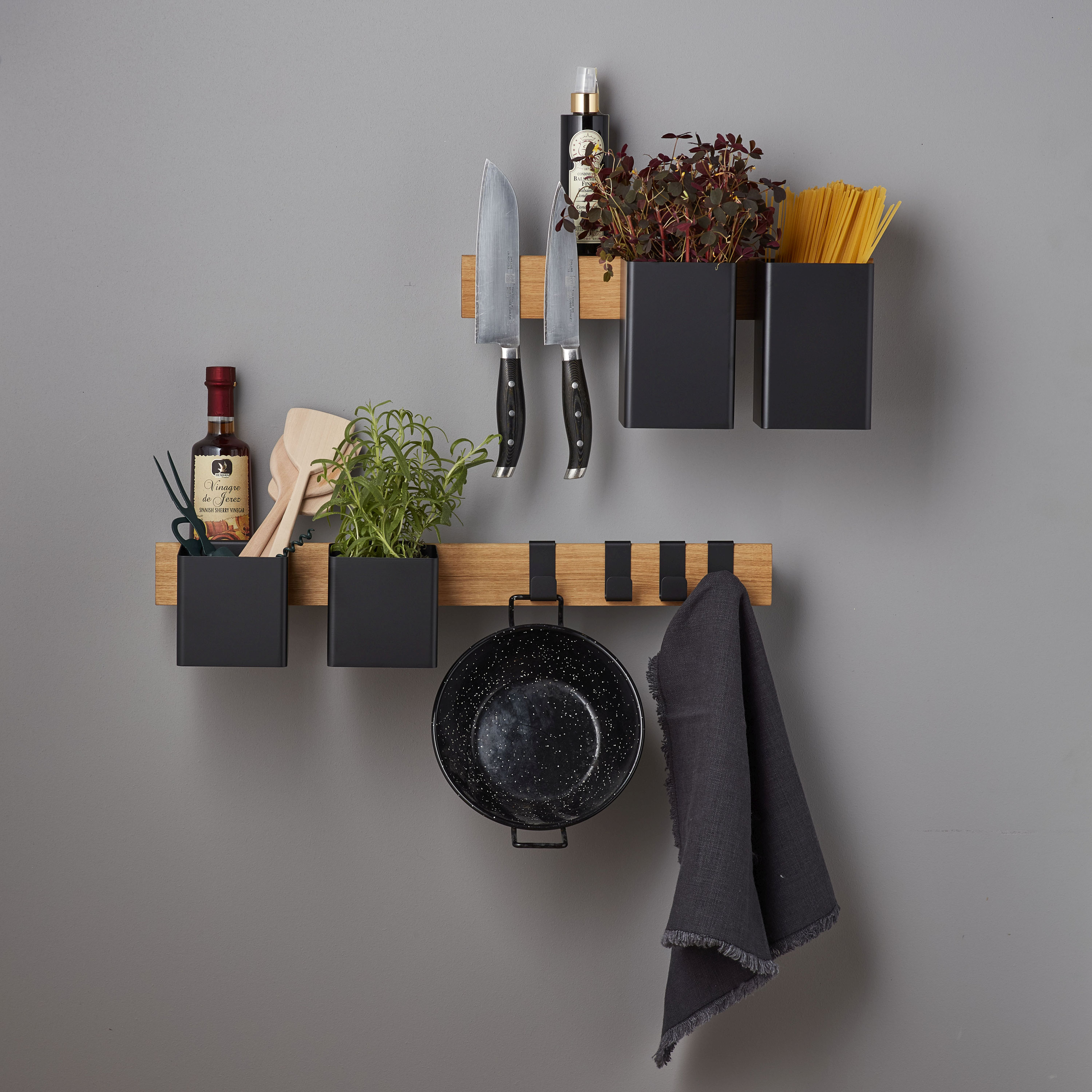 Flex Rail Regal Holz Schwarz