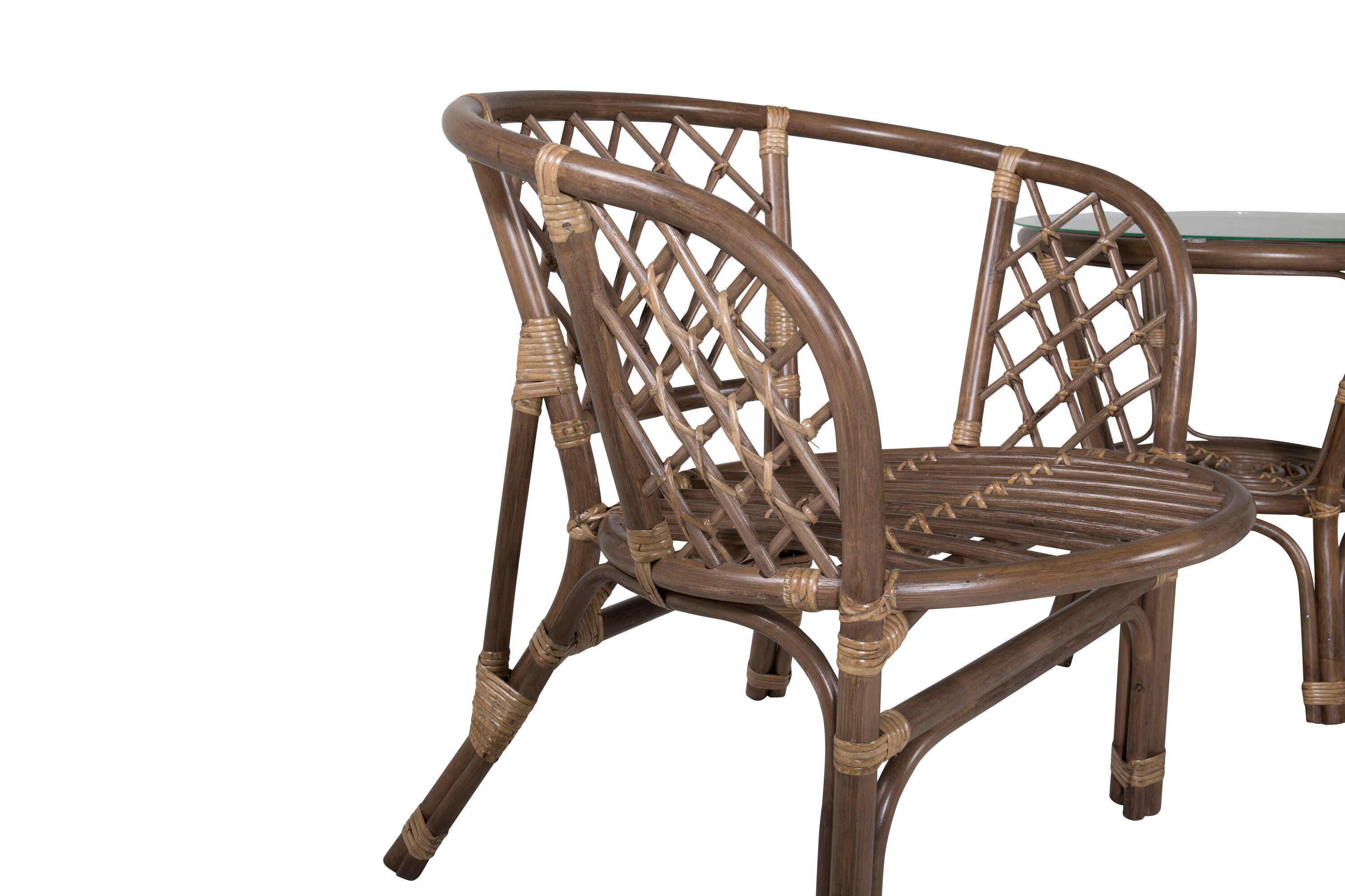 3x Wera Café Set Rattan Offwhite Cushions