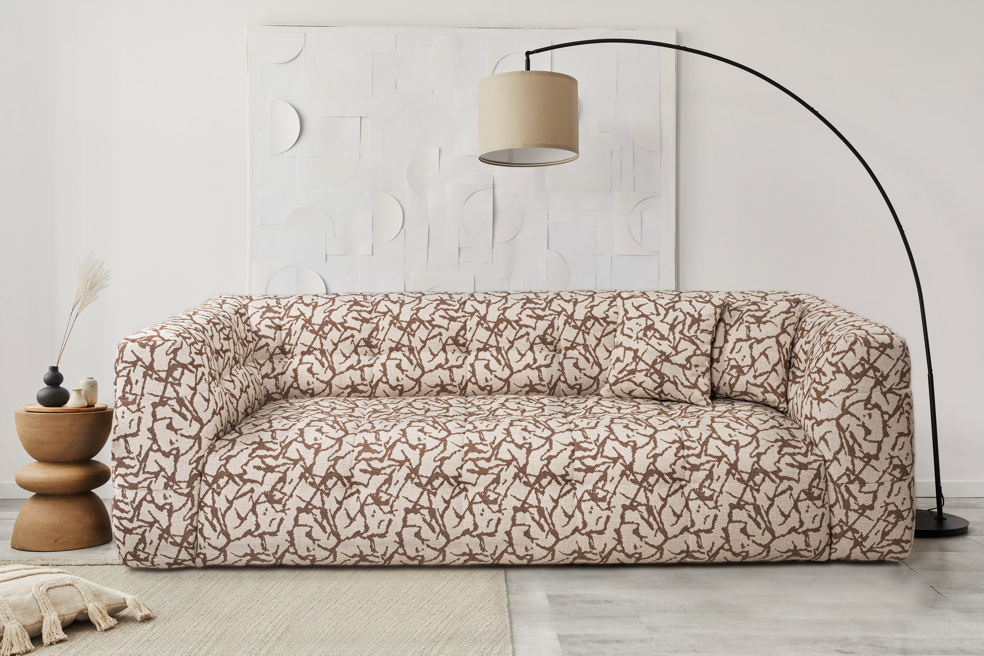 Cady Sofa 3-Sitzer Beige Gemustert