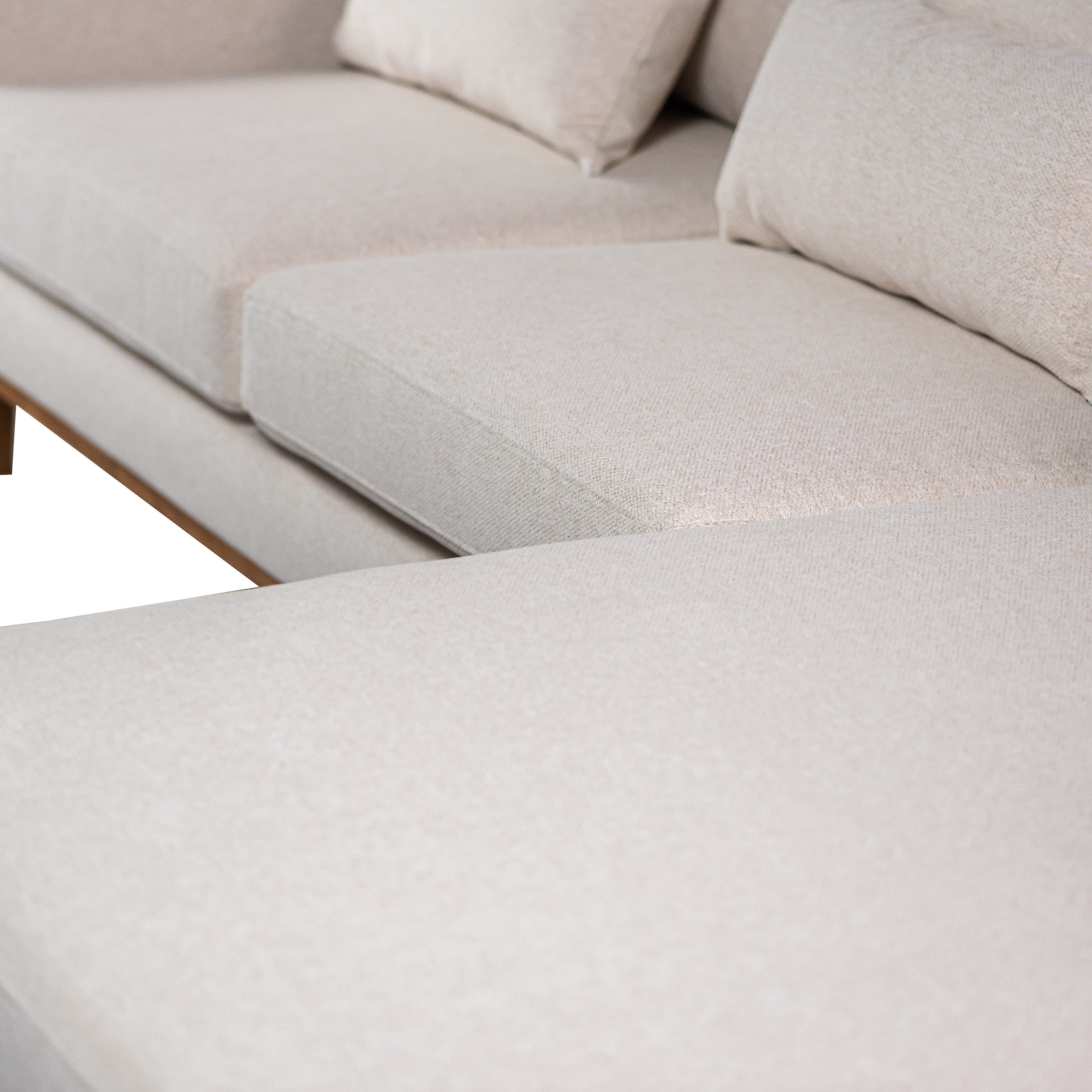 Ecksofa Japandi 3-Sitzer Rechts Beige