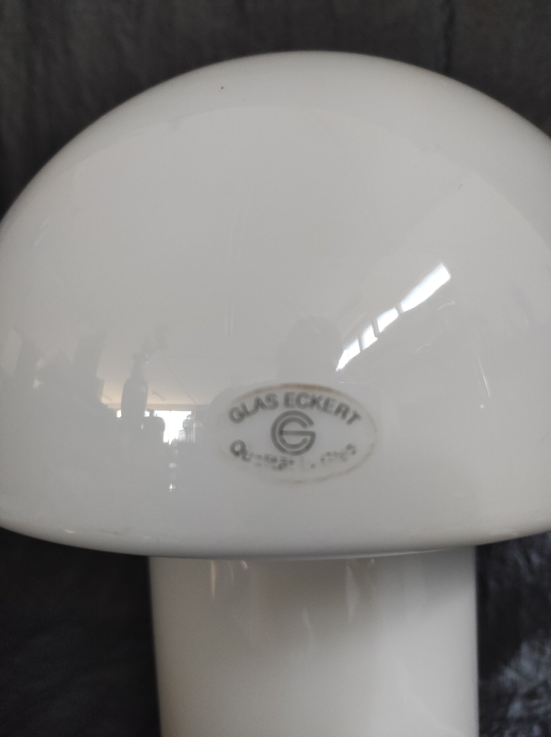 Vintage Glaspilz Tischlampe Glas Weiß 