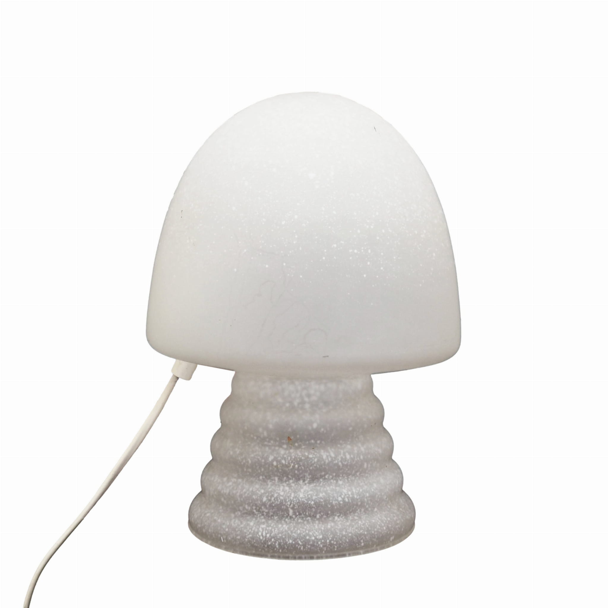 Vintage lampada da tavolo vetro metallo bianco anni '70