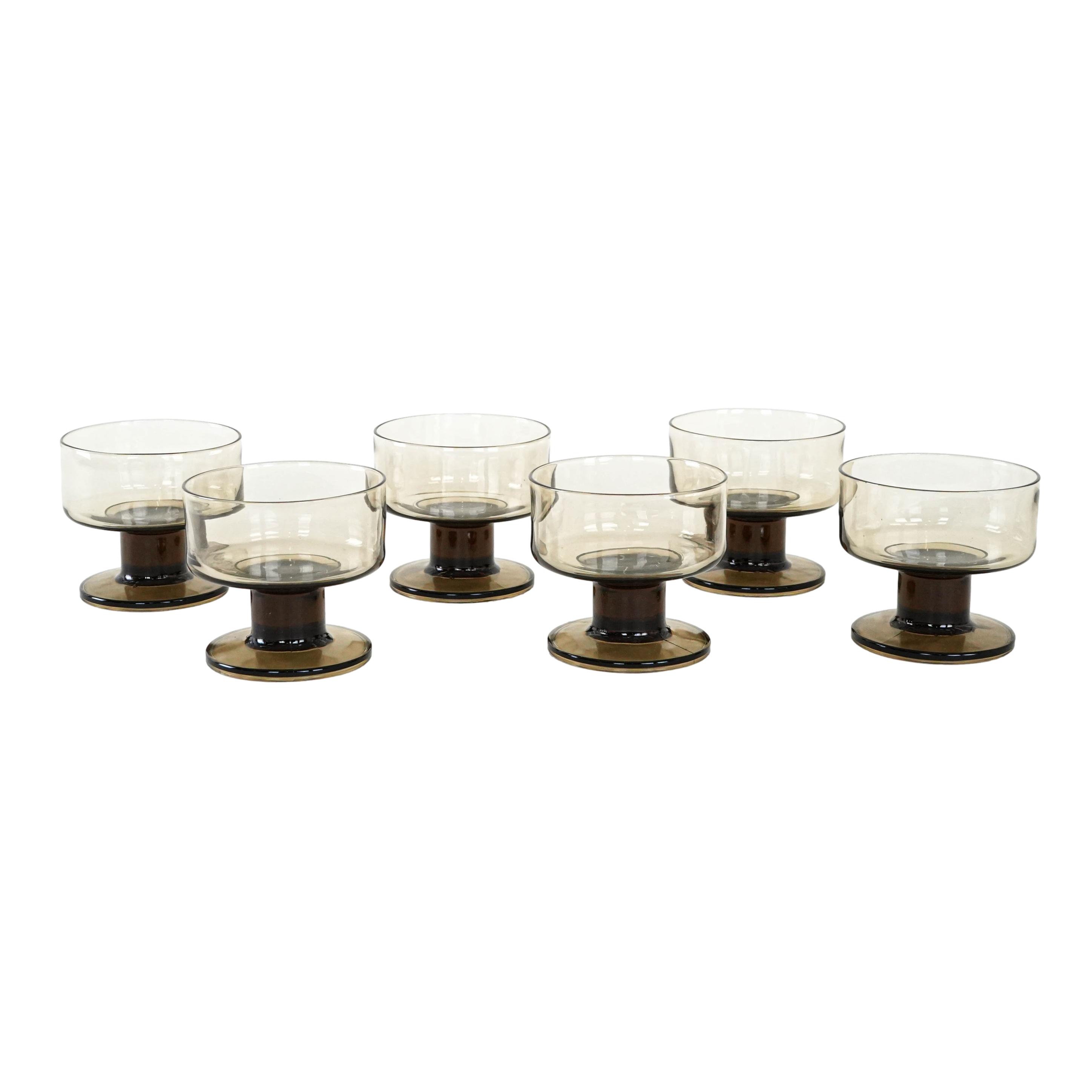 Dessert bowl set smoked glass 1970s