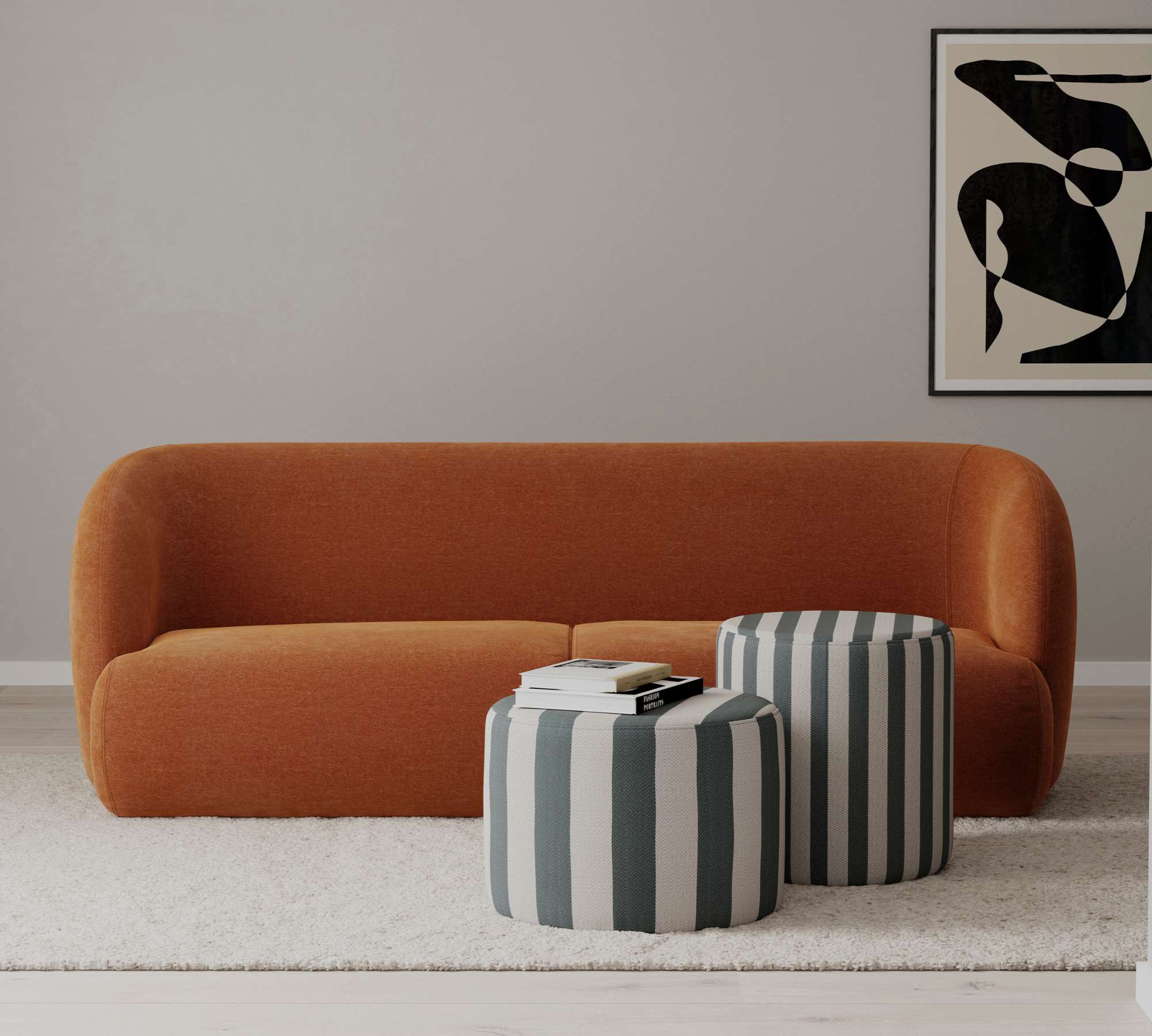 Design-Award-Winning Paula Sofa 3-Sitzer Moss Rust