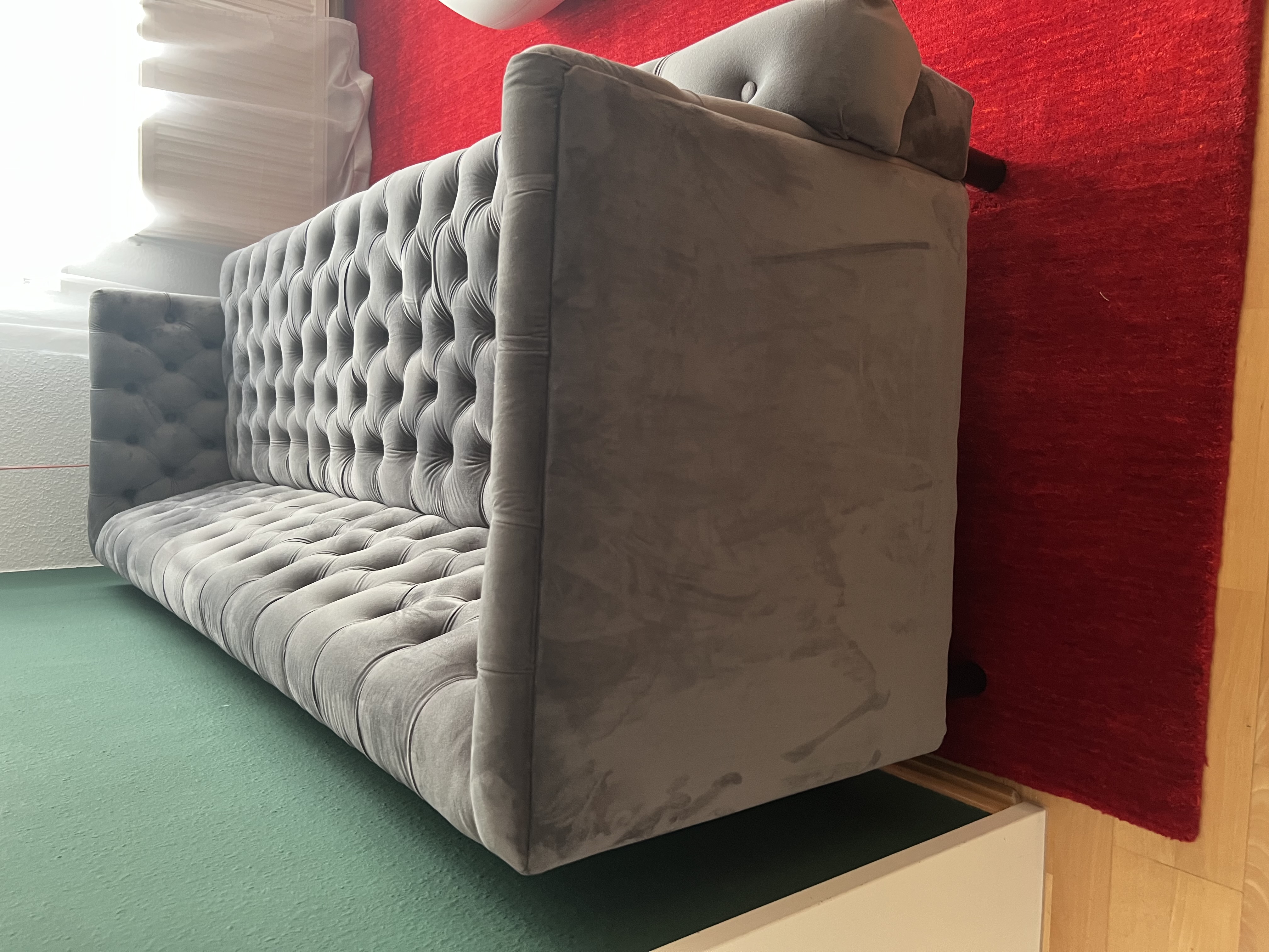Chesterfield 3-Sitzer Sofa Samt Grau