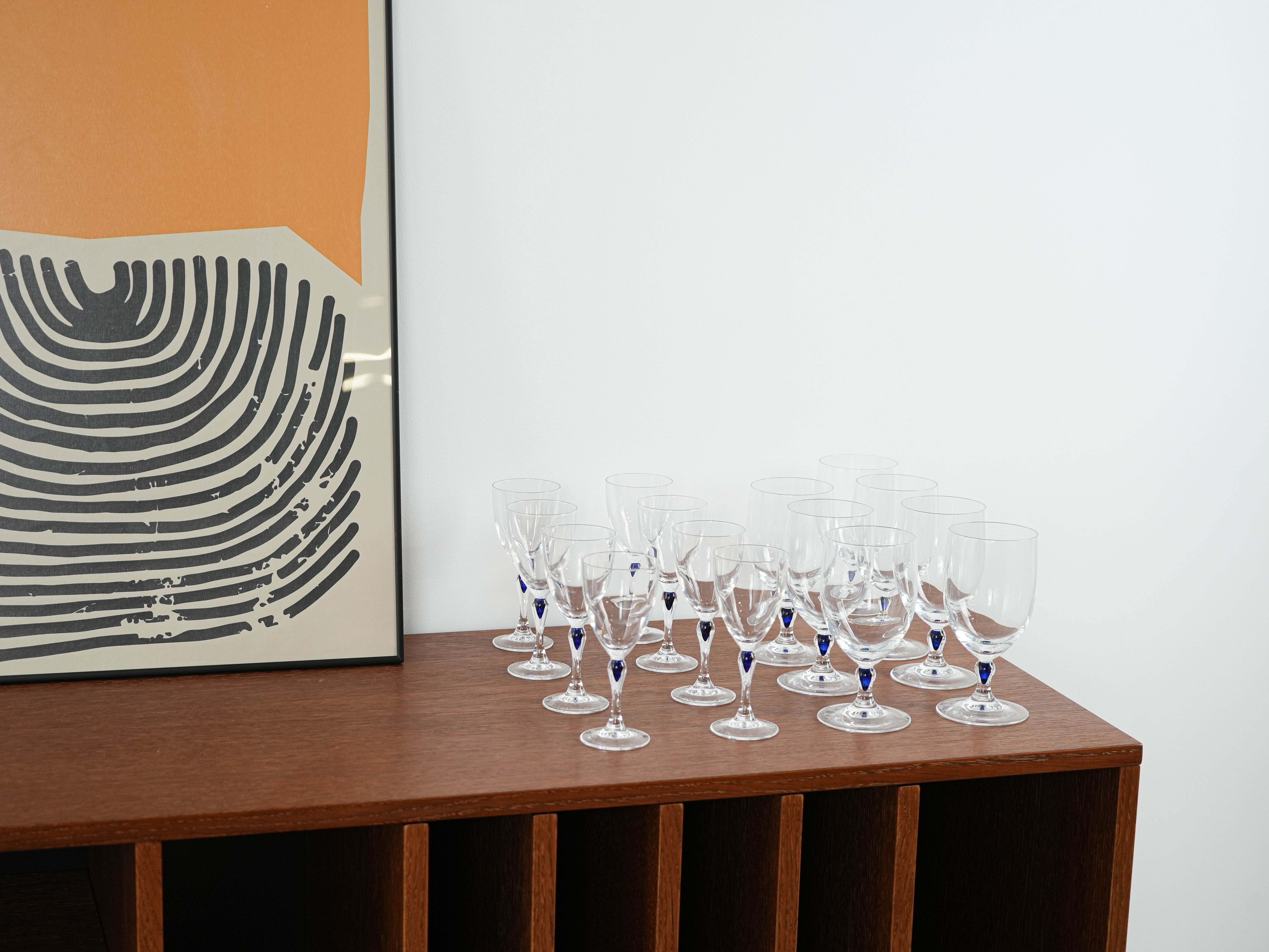 Set Venise Saphir Glasses 1970s Cristal d'Arques
