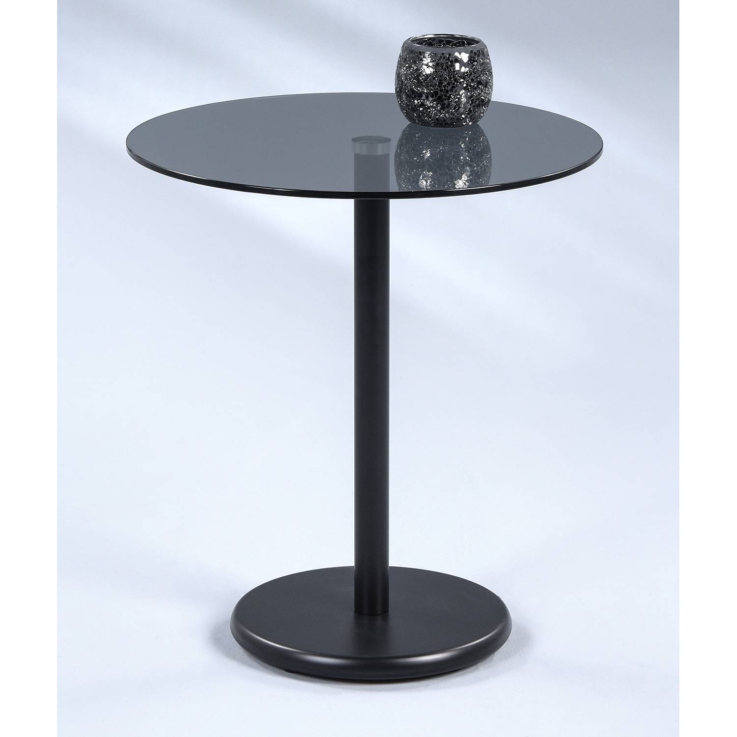 Billiere Beistelltisch Glas Metall Schwarz 50cm
