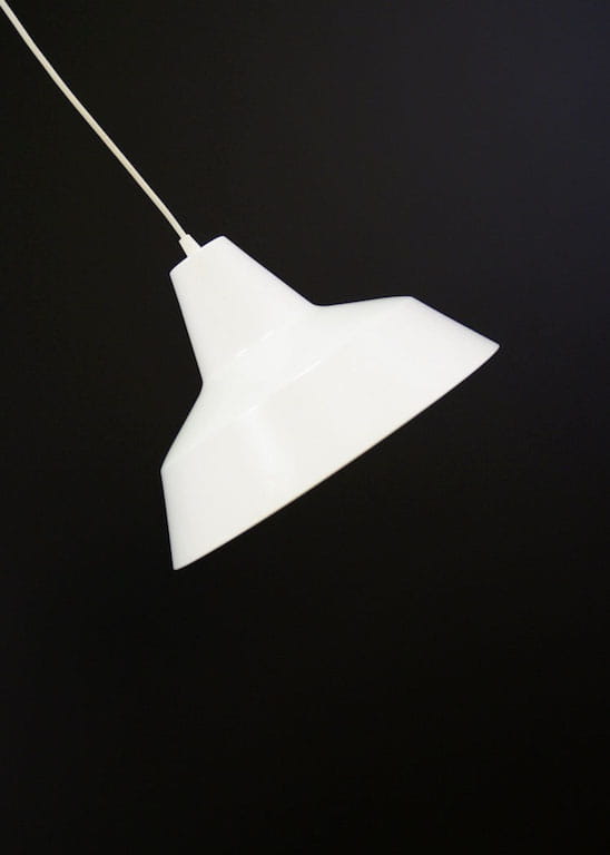 Vintage pendant lamp metal white 1970s