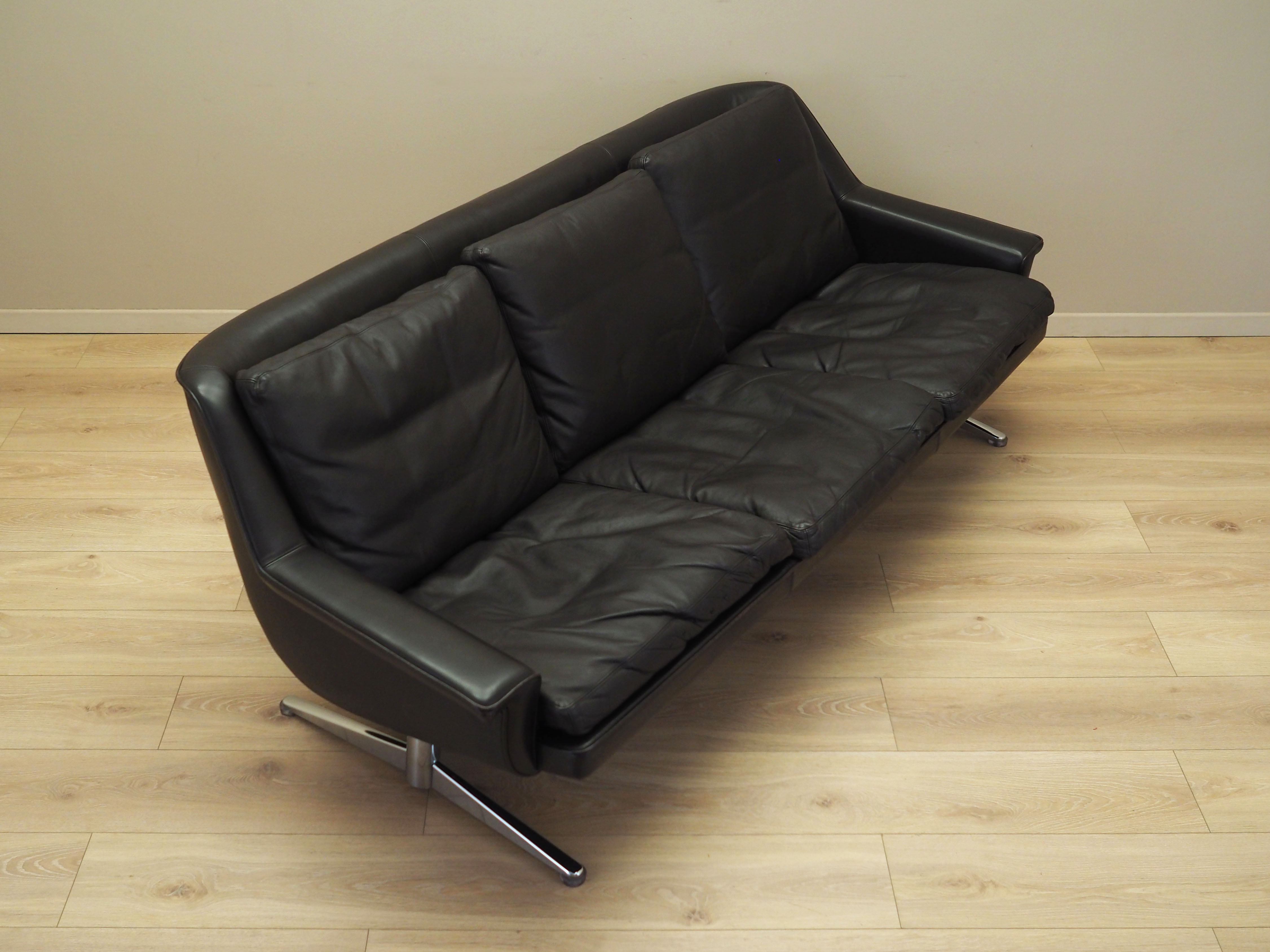 Sofa Leder Braun 1970er Jahre