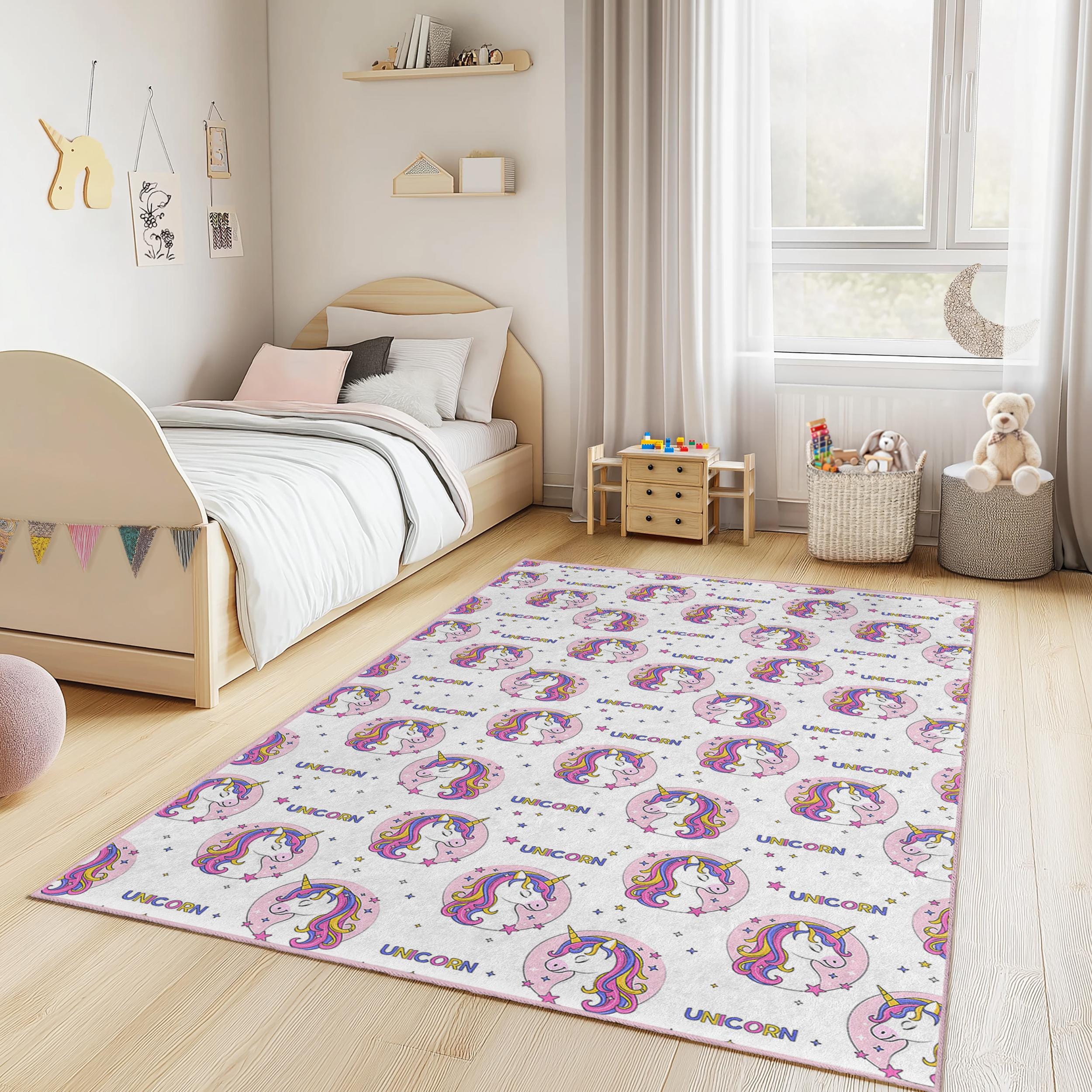 Unicorn Kids' Rug Multicolored 100x250 cm
