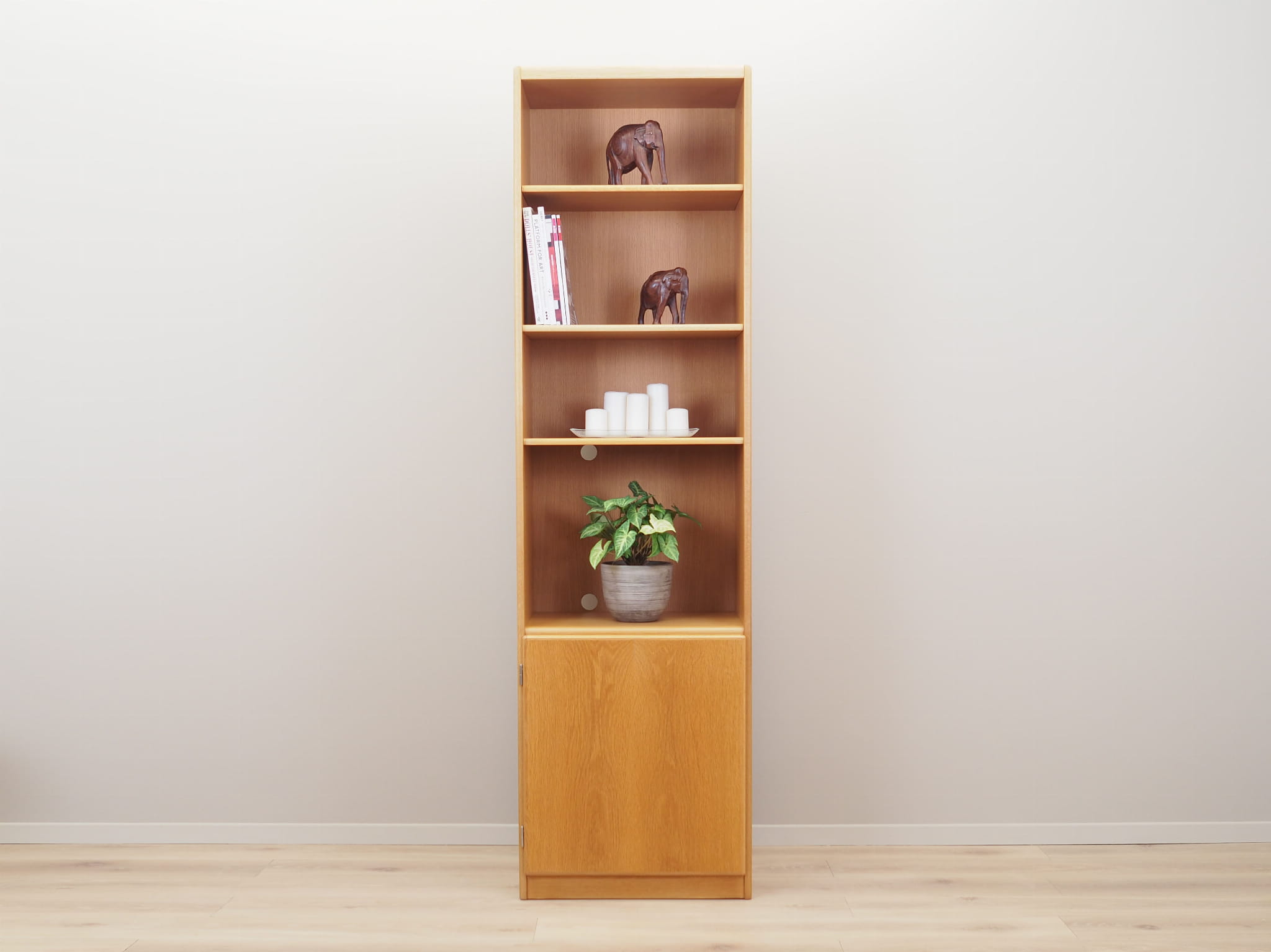 Vintage bookshelf, ash wood, brown, 1960s