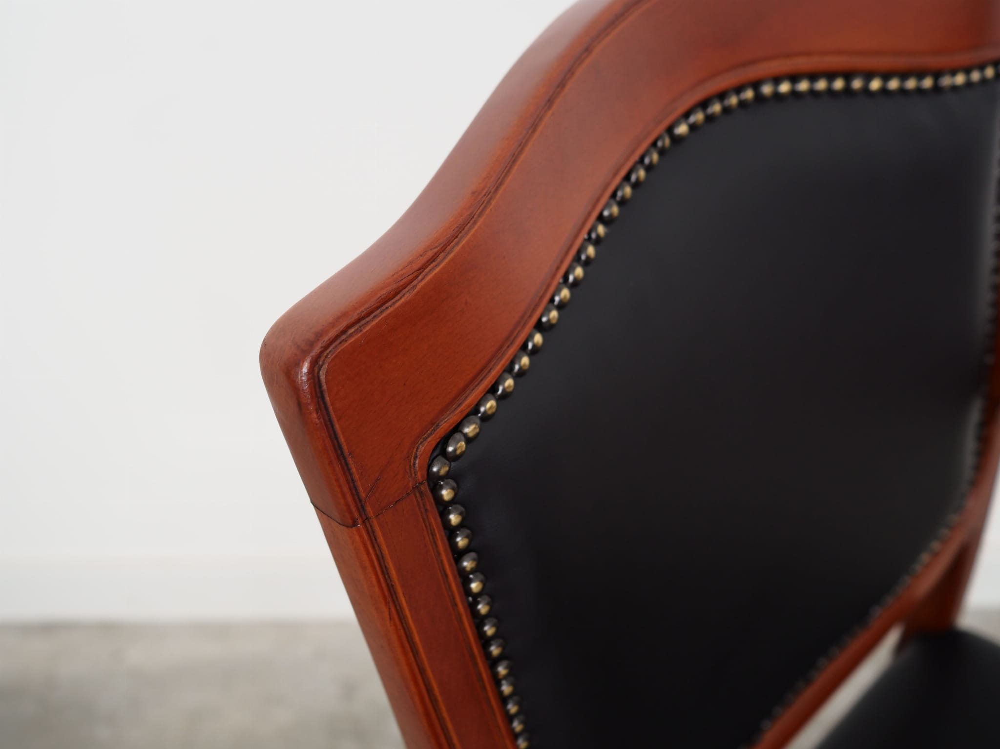 Chair Wood Leather Black 1970s
