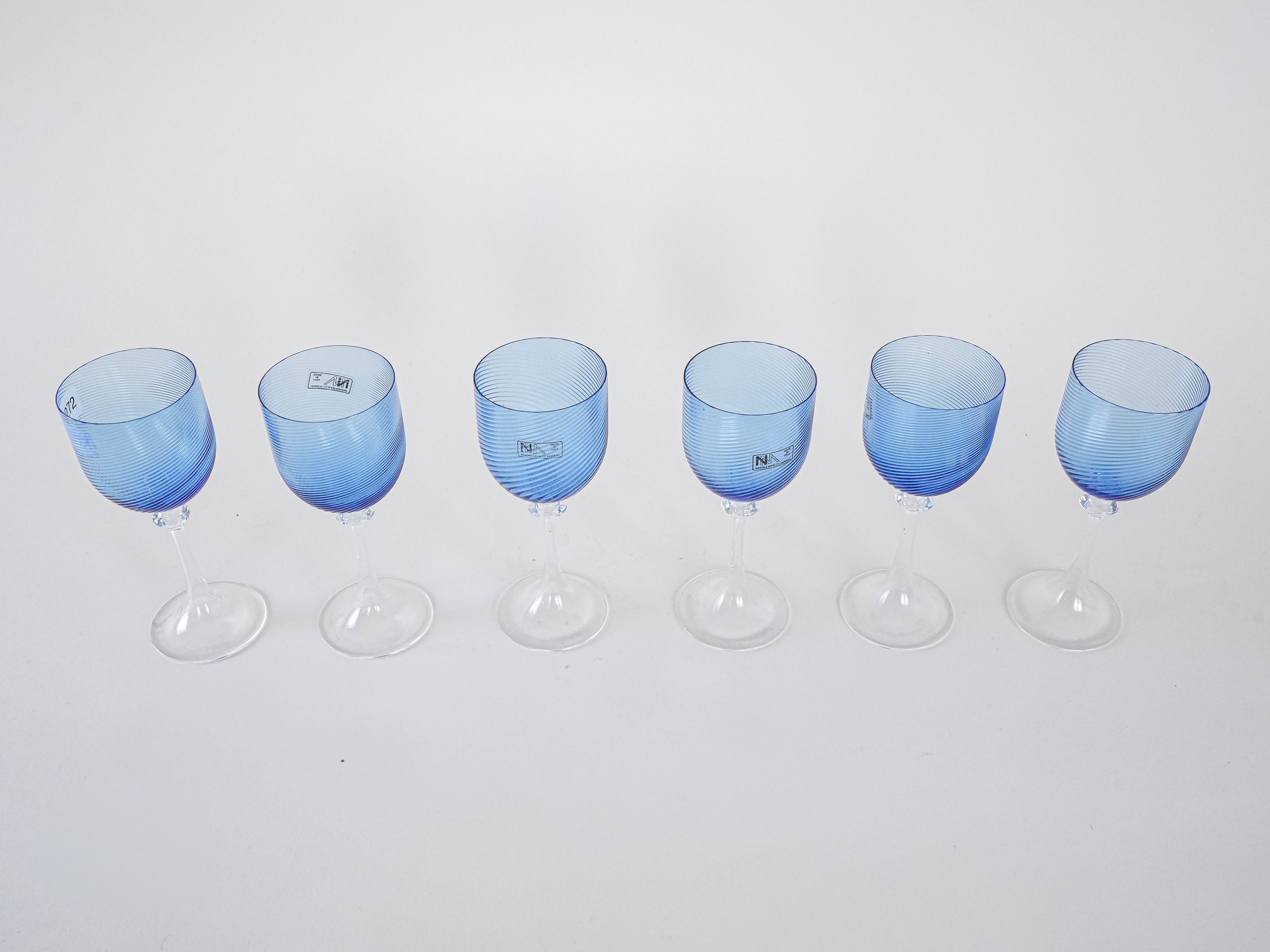 Gläser-Set Muranoglas Blau 1970er Jahre