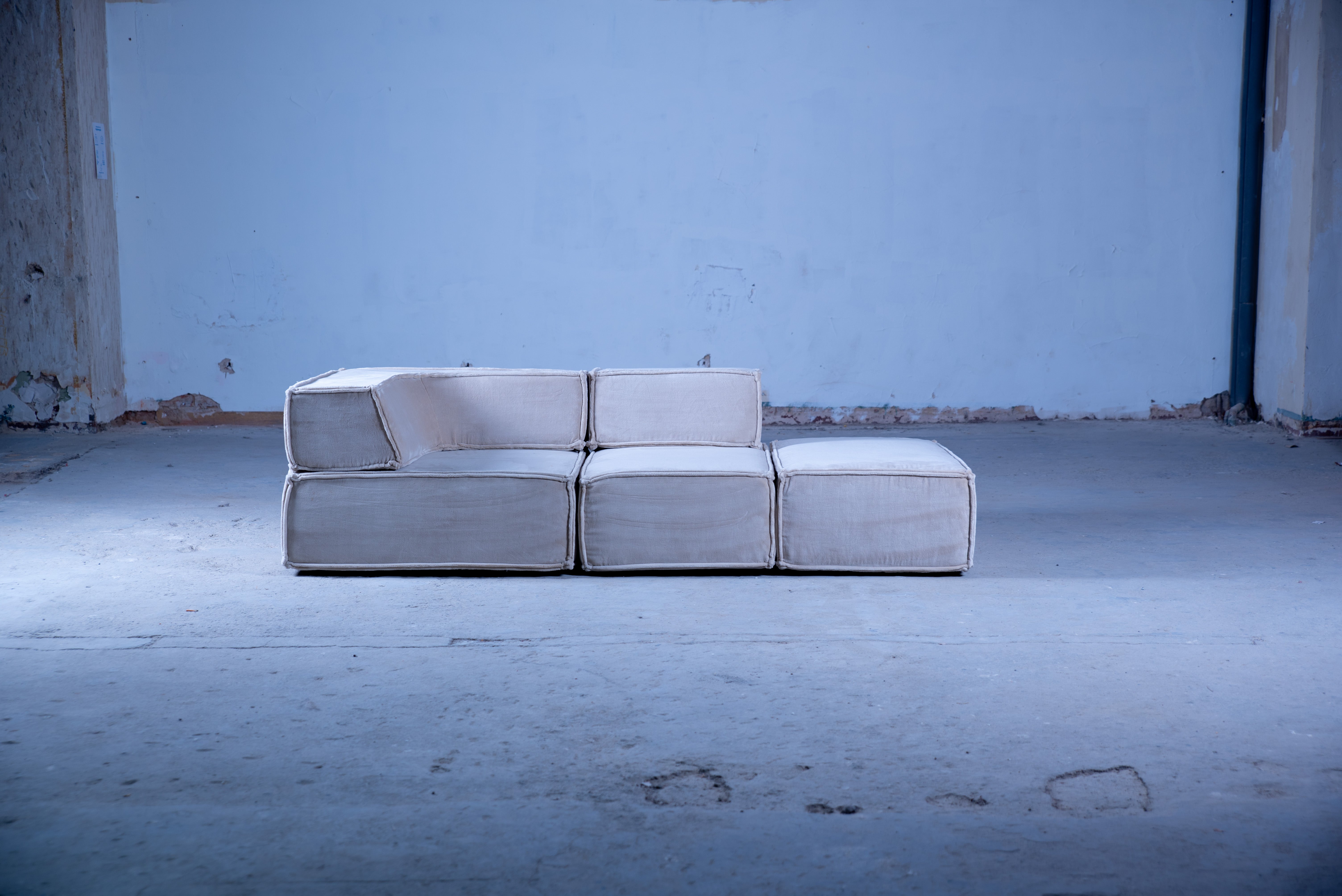 Trio Sofa Textil Samt Grau 