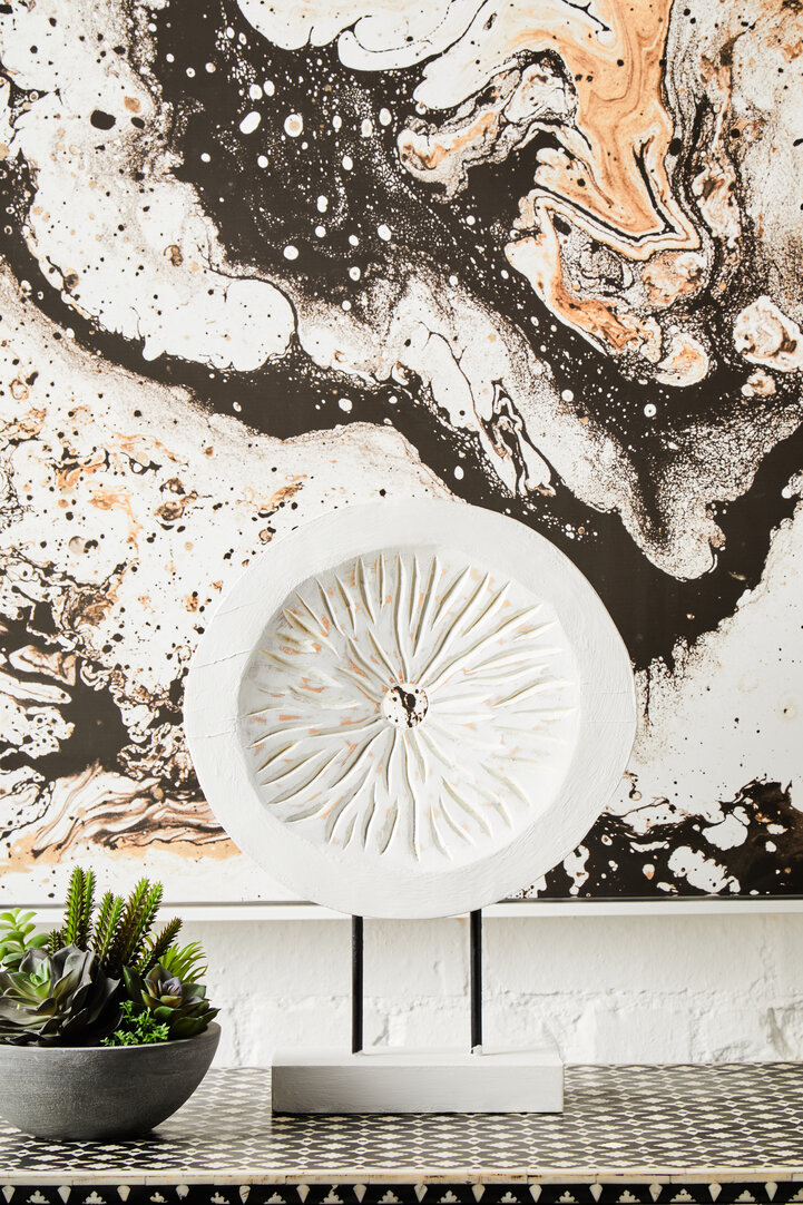 Fidel Piccola scultura legno di mango bianco distressed