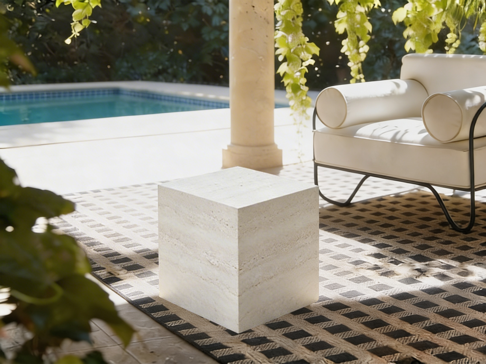 Cube Coffee Table Travertine Cream