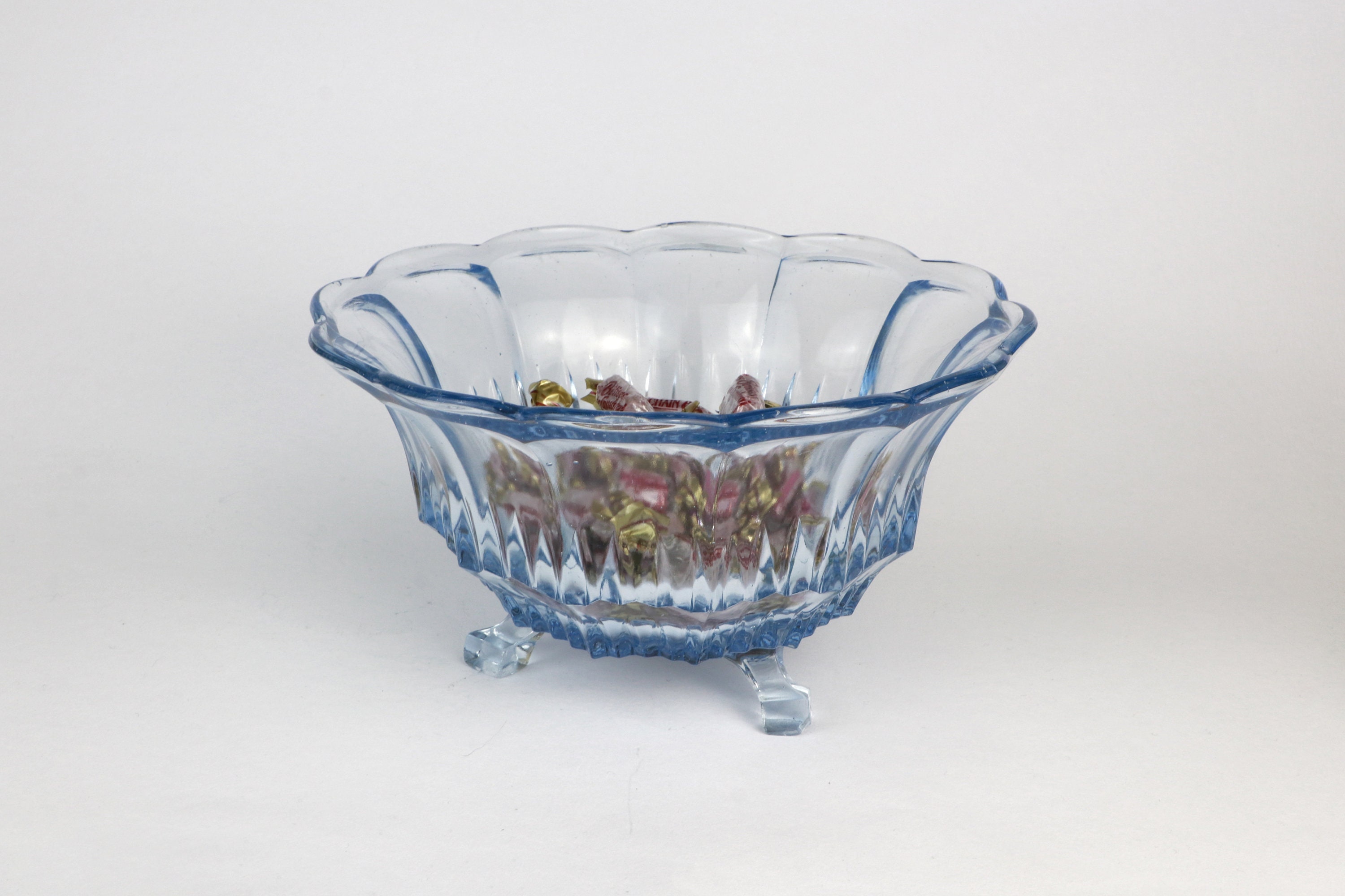 Vintage Art Deco Bowl Glass Blue 1930s