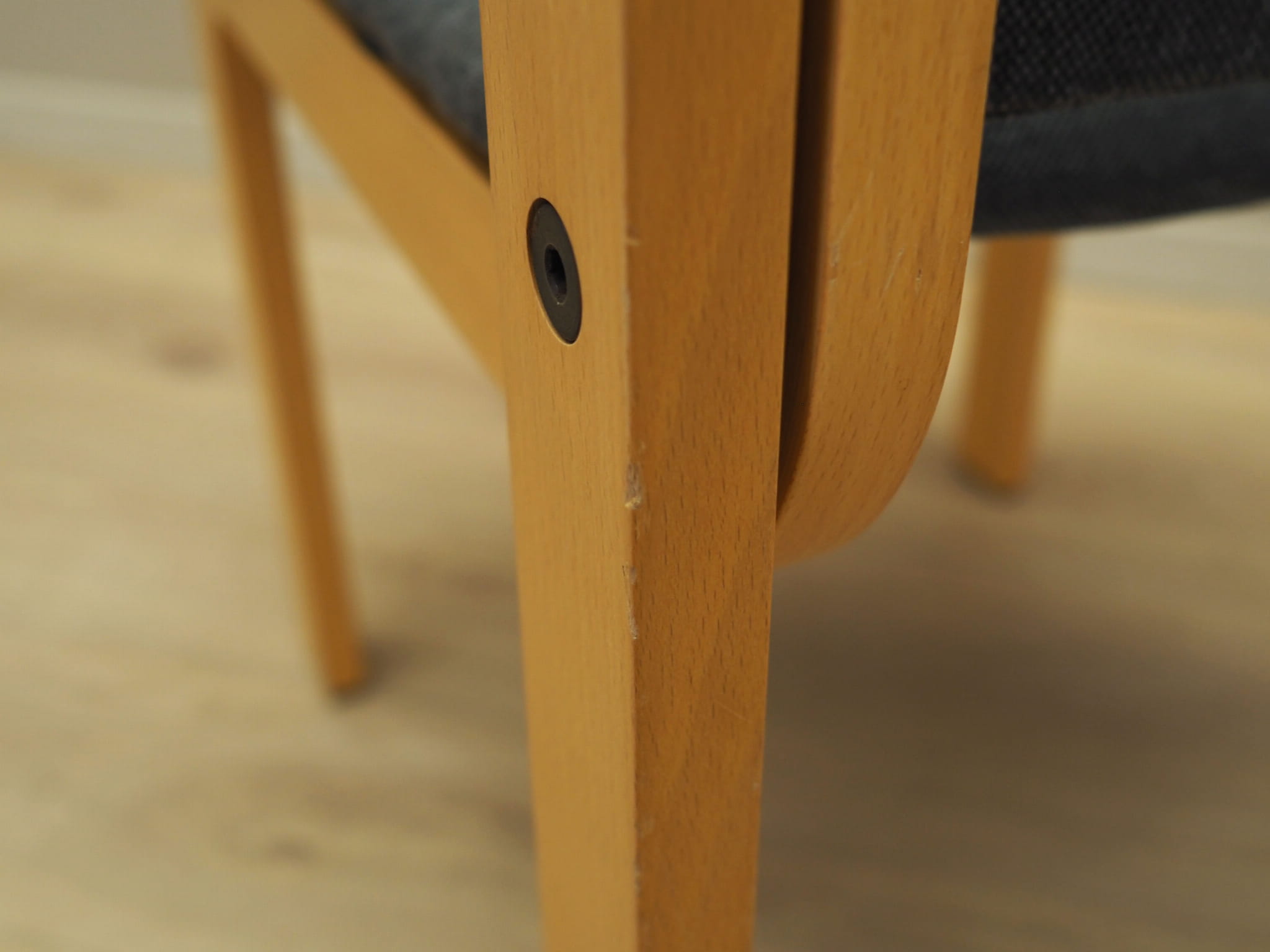 6x Vintage Chair Wood Textile Grey 1980s