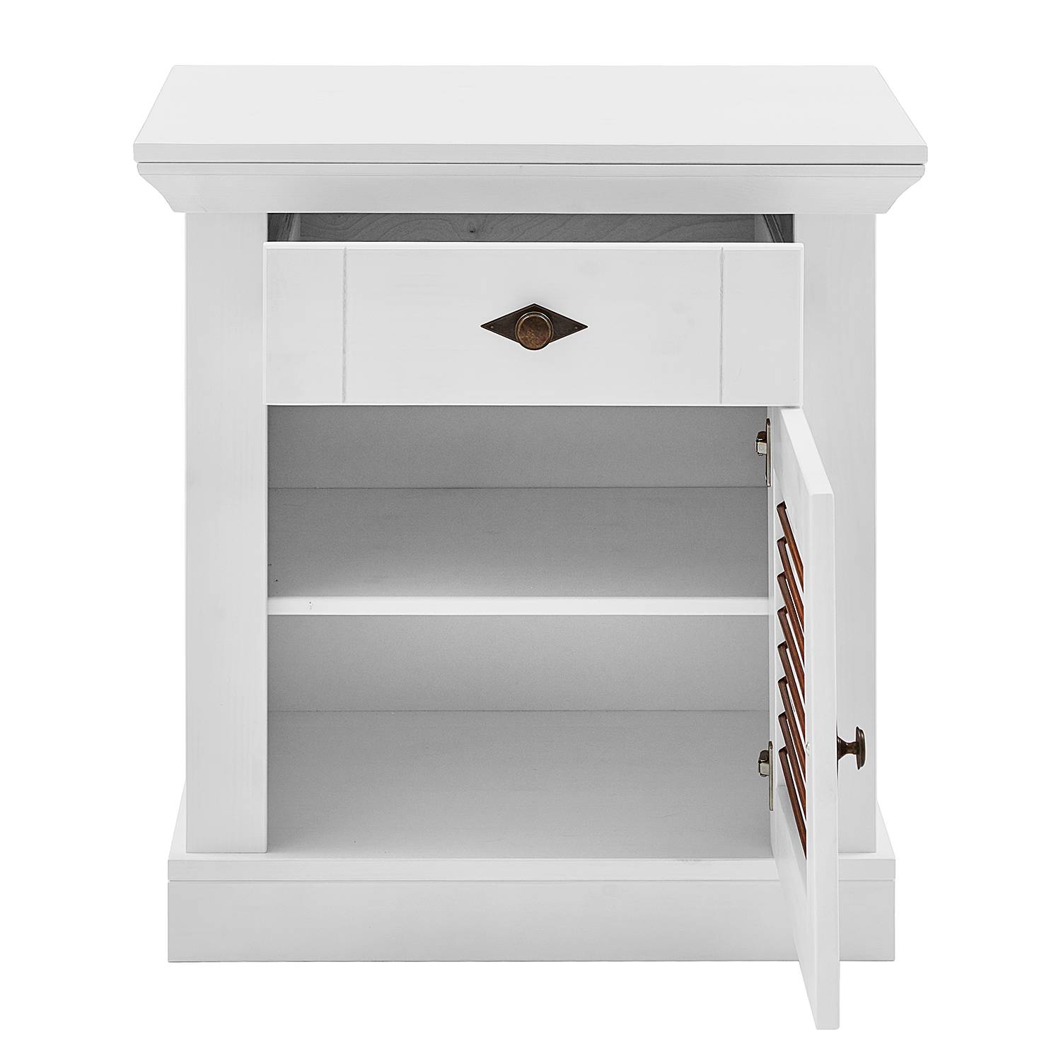 Massive nightstand Lysbro pine solid white
