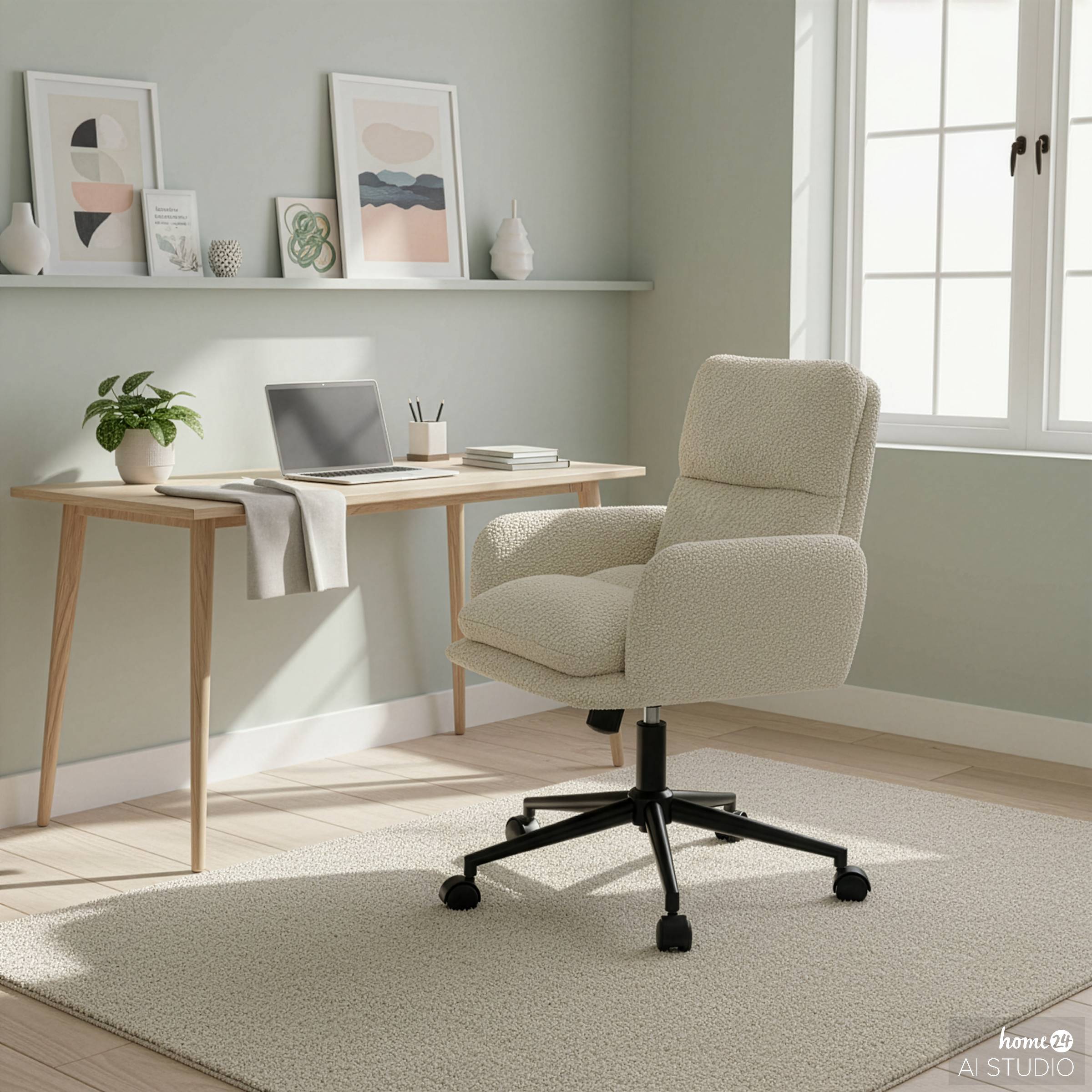 MUSUDA office chair textured fabric iron cream