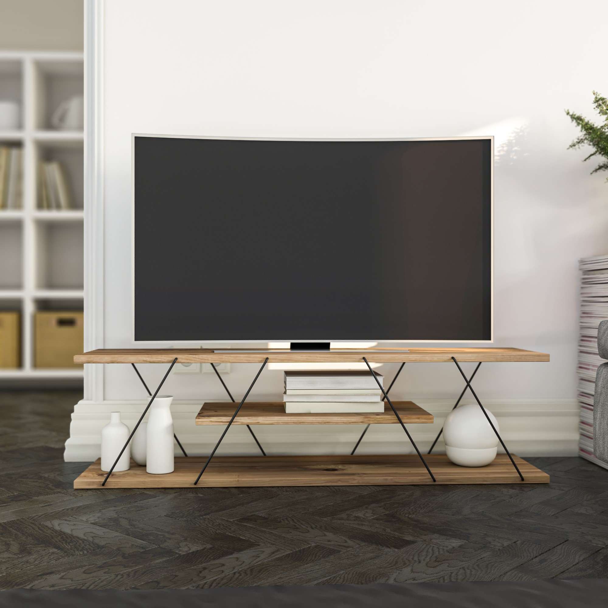 Canaz TV Stand Black Walnut Brown